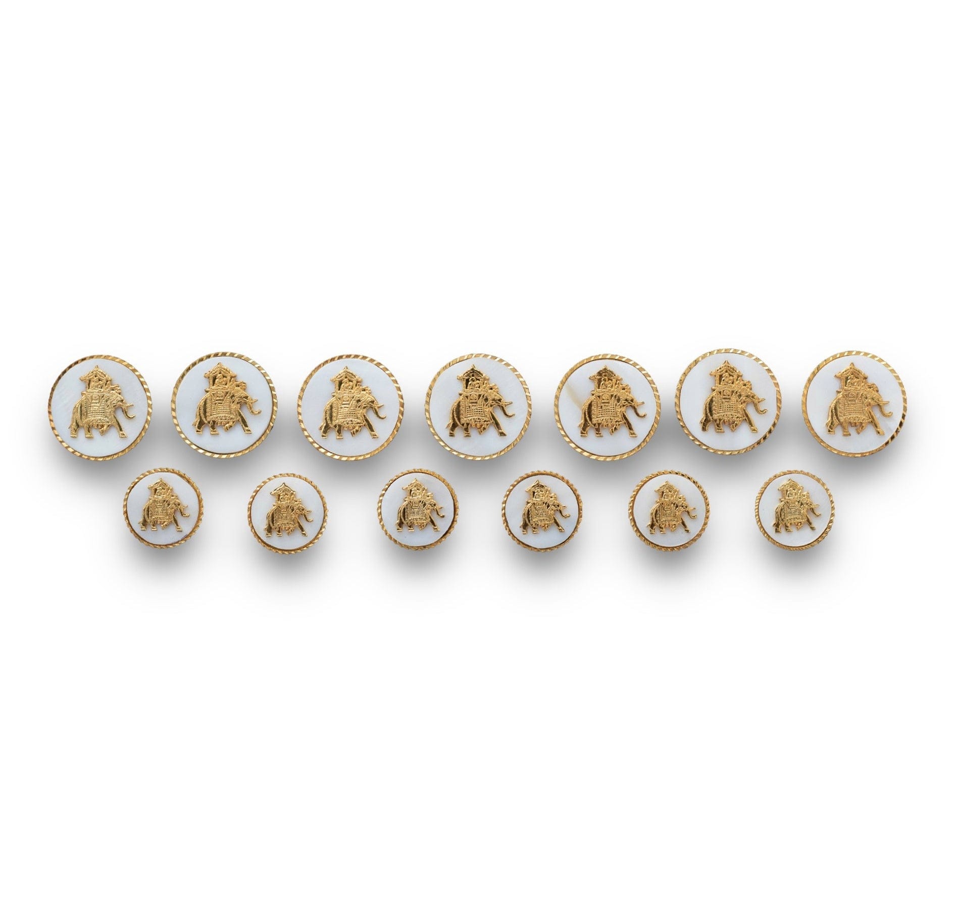 Handcrafted Elephant Howdah Mother of Pearl Buttons | Royal Sherwani Buttons Set | JRT Handicrafts
