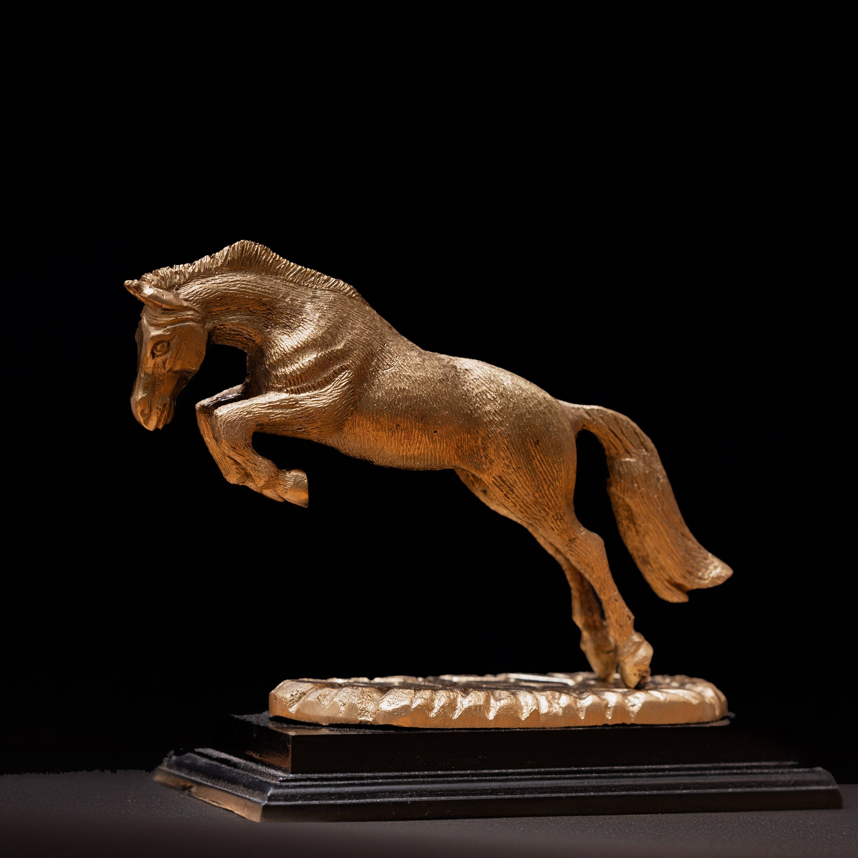 Handcrafted Brass Galloping Horse Statue – Natural Finish