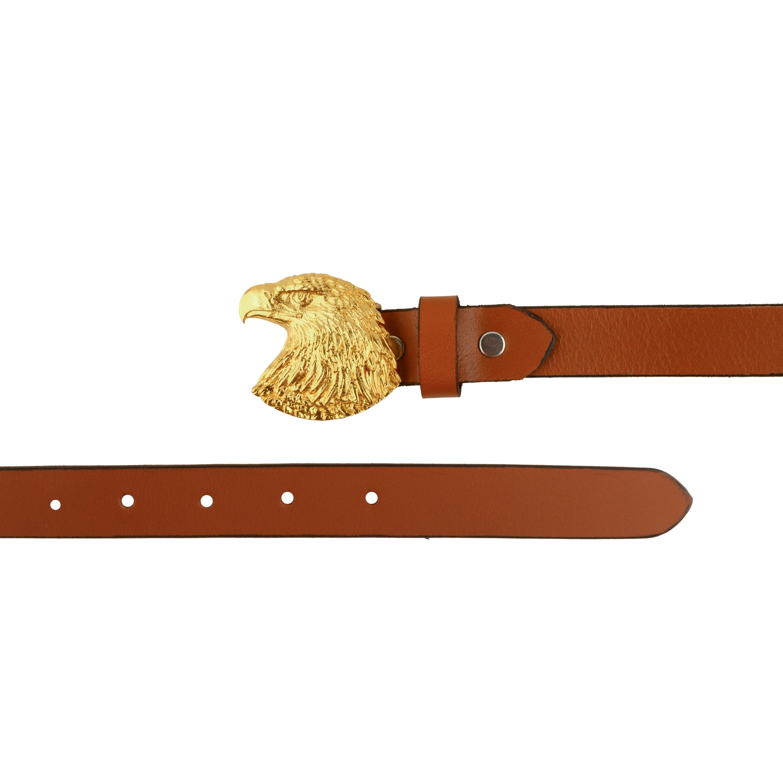Handcrafted Eagle Head Gold Plated Leather Belt