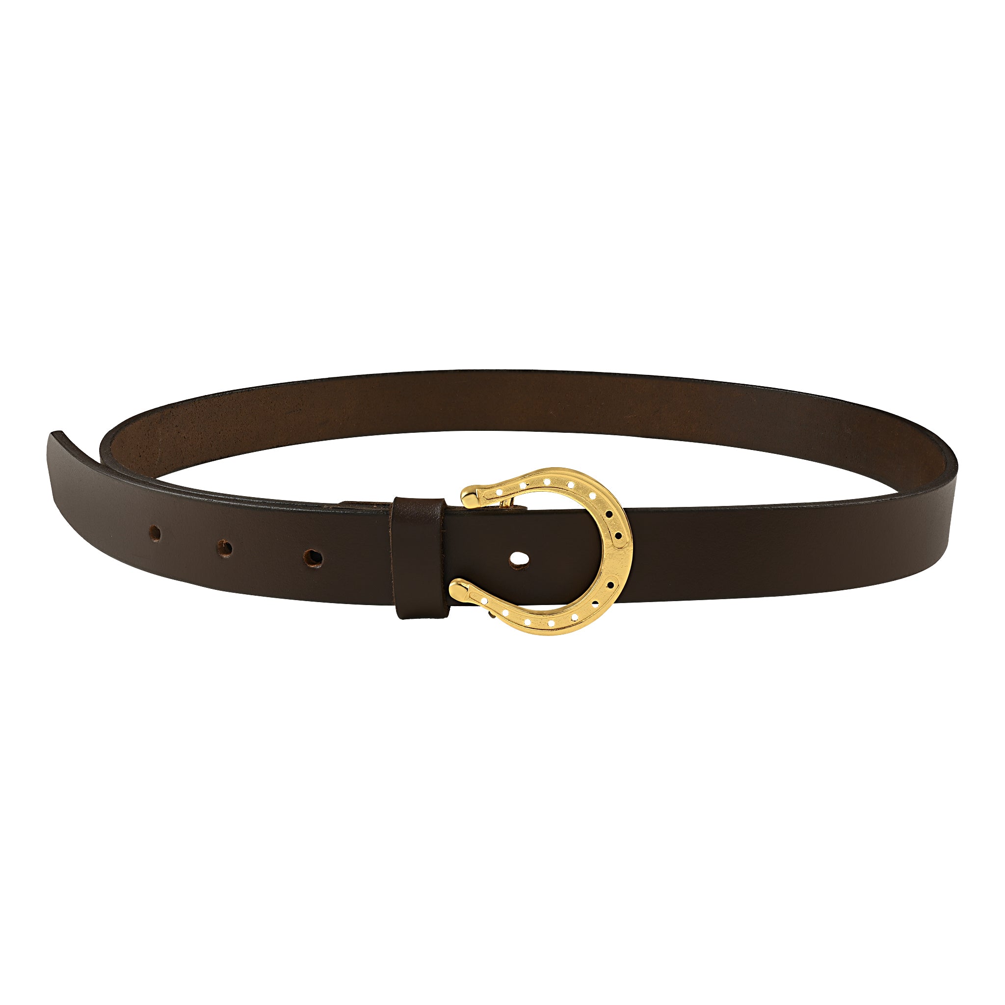 Handcrafted Slim Belt with Gold Plated Horseshoe Buckle