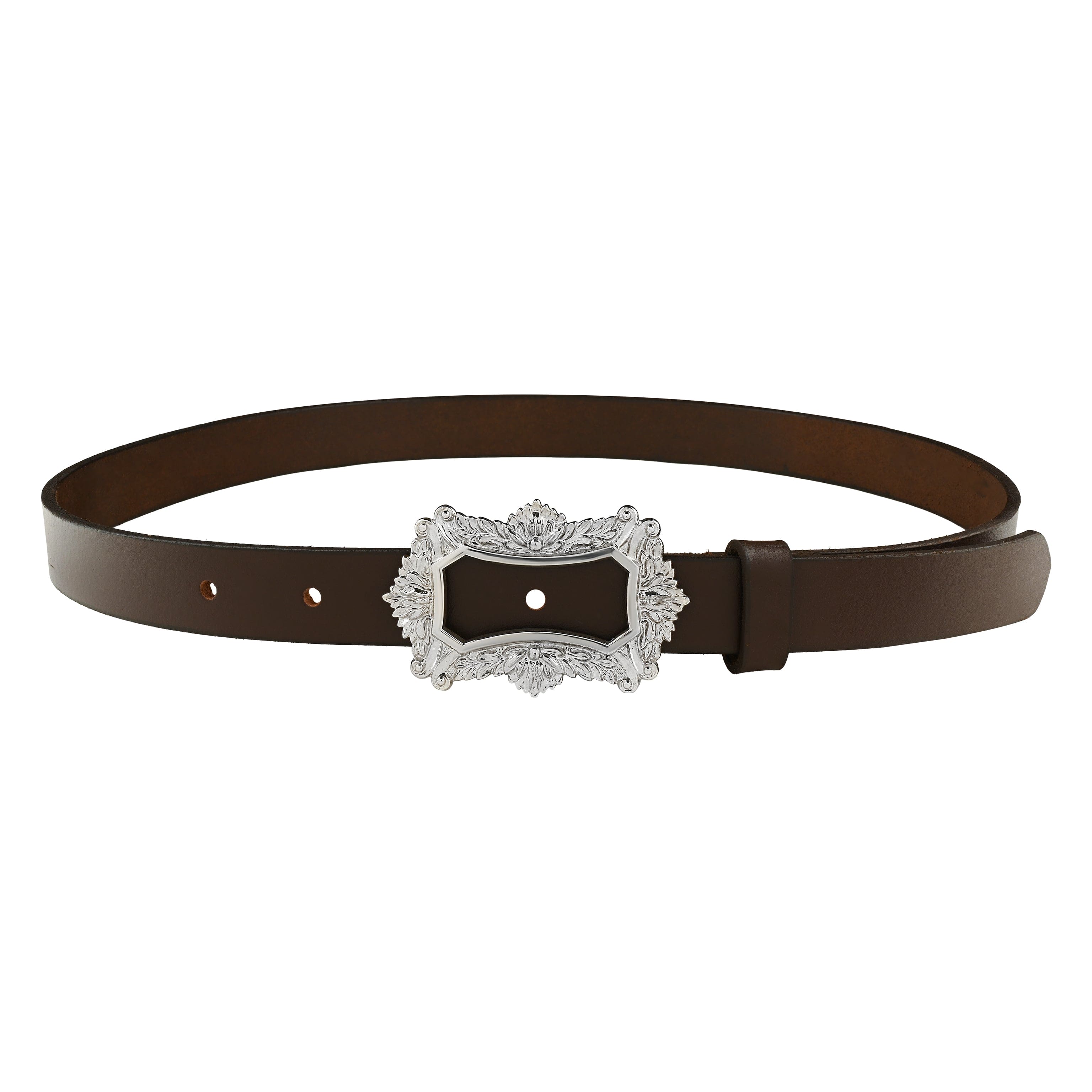 Baroque Vintage Rectangular Silver Plated Leather Belt