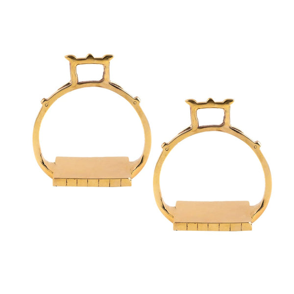 Handcrafted Classic Brass Metal Polo Stirrups with Square Base Horse