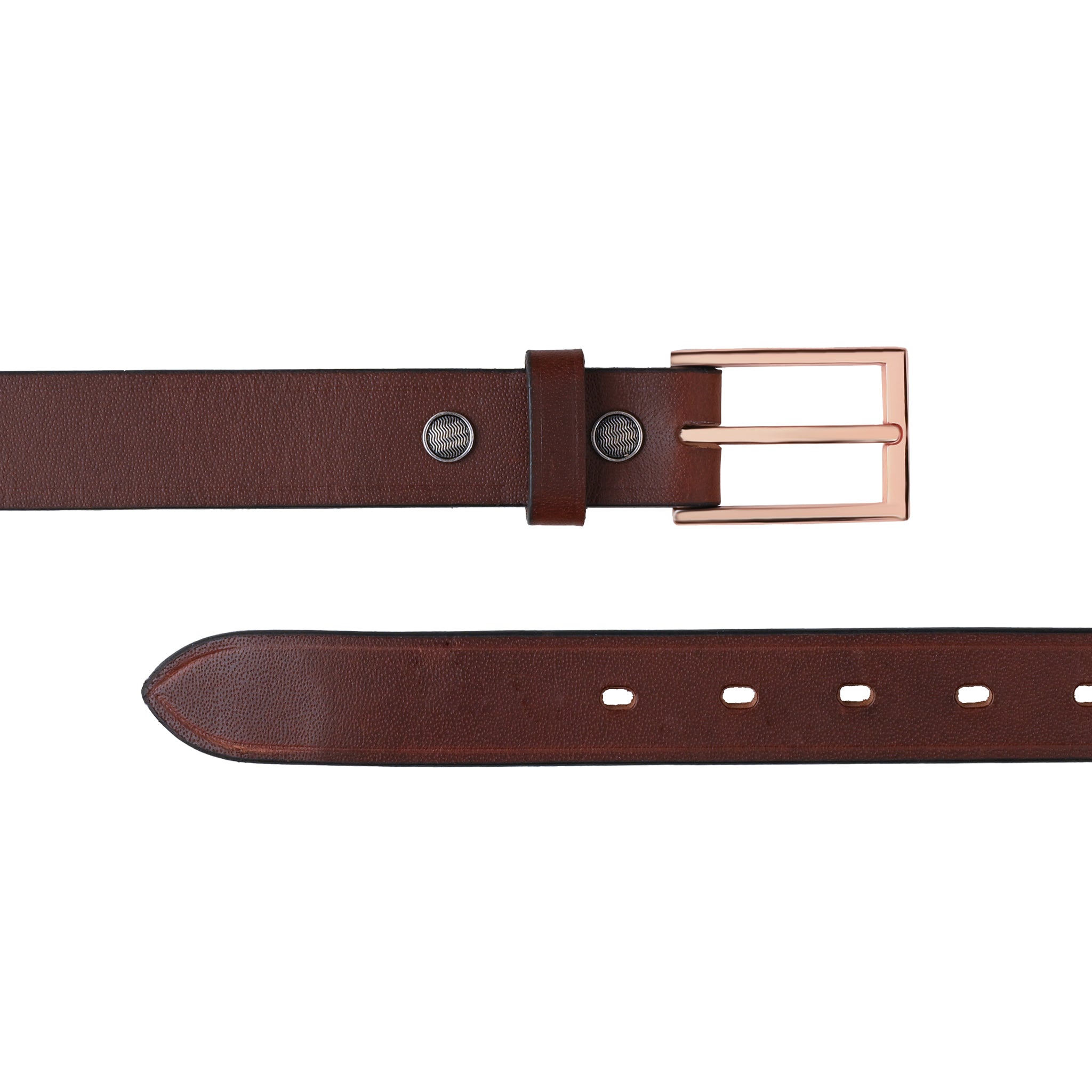 Equestrian Dark Brown Leather Women's Belt with Rose Gold Horse Snaffle Bits