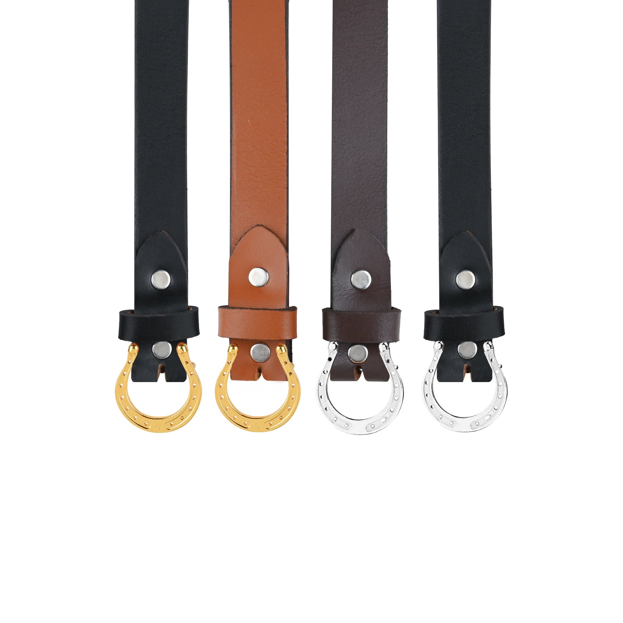 Handcrafted Slim Belt with Silver Plated Horseshoe Buckle