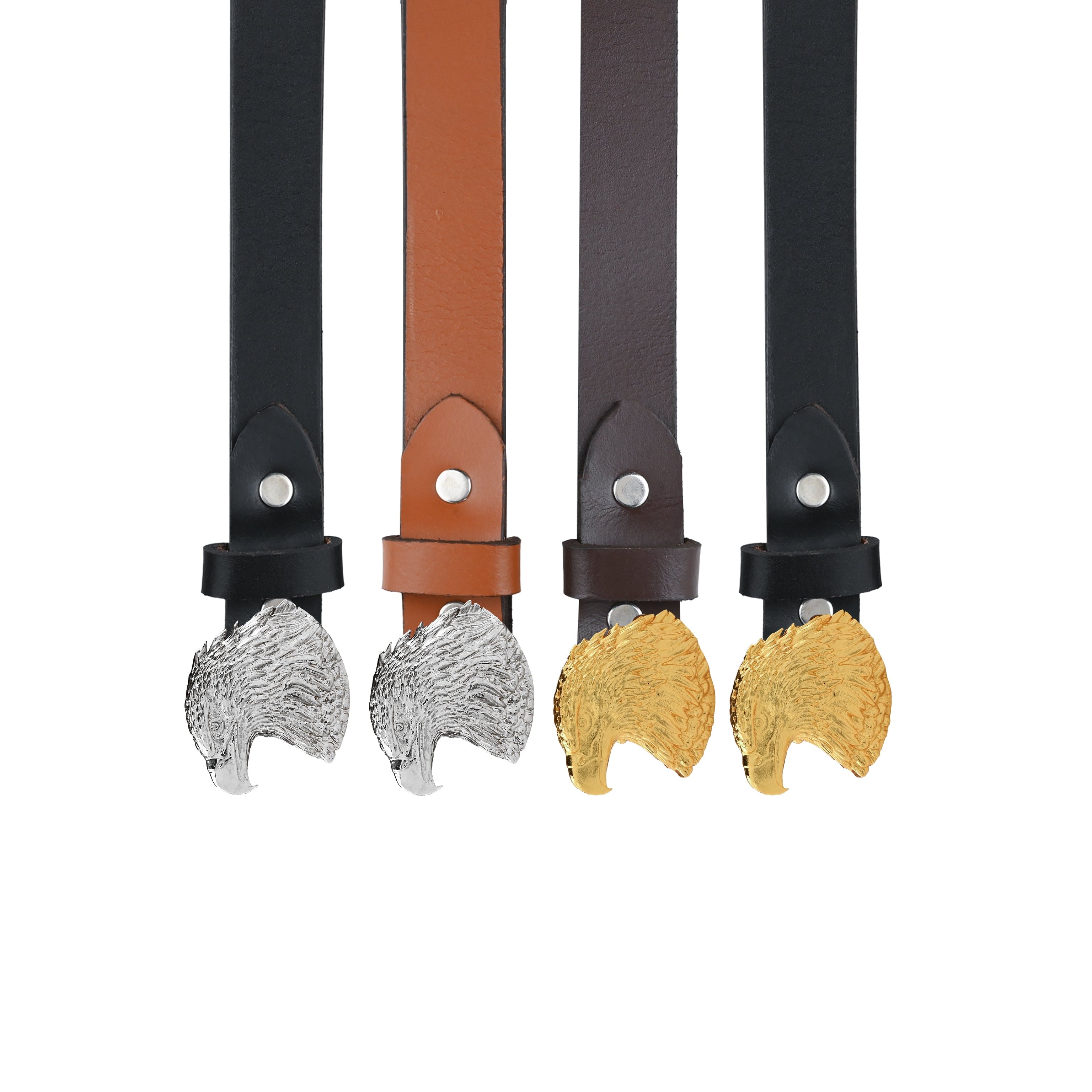 Handcrafted Eagle Head Silver Plated Leather Belt
