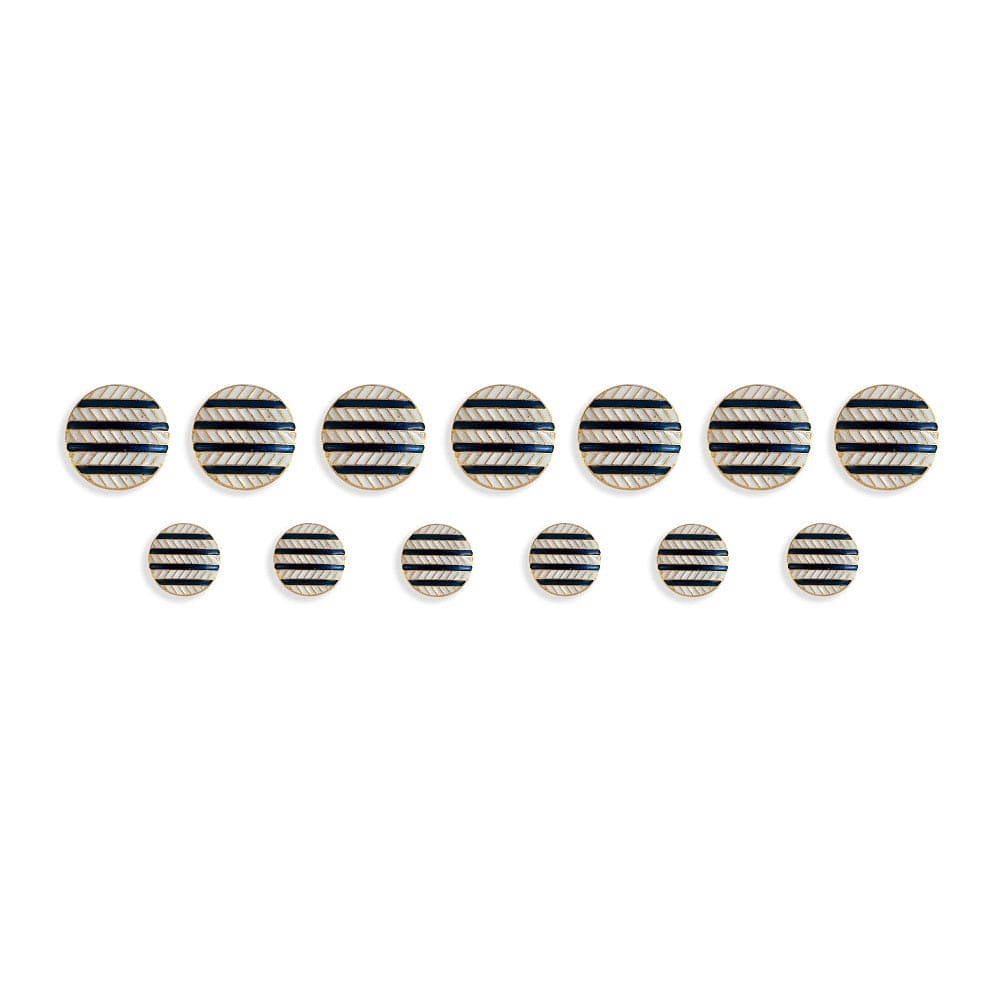 Premium Blue Stripe Enamel Buttons | Metal Coat Buttons | Blazer Buttons Set | JRT Handicrafts