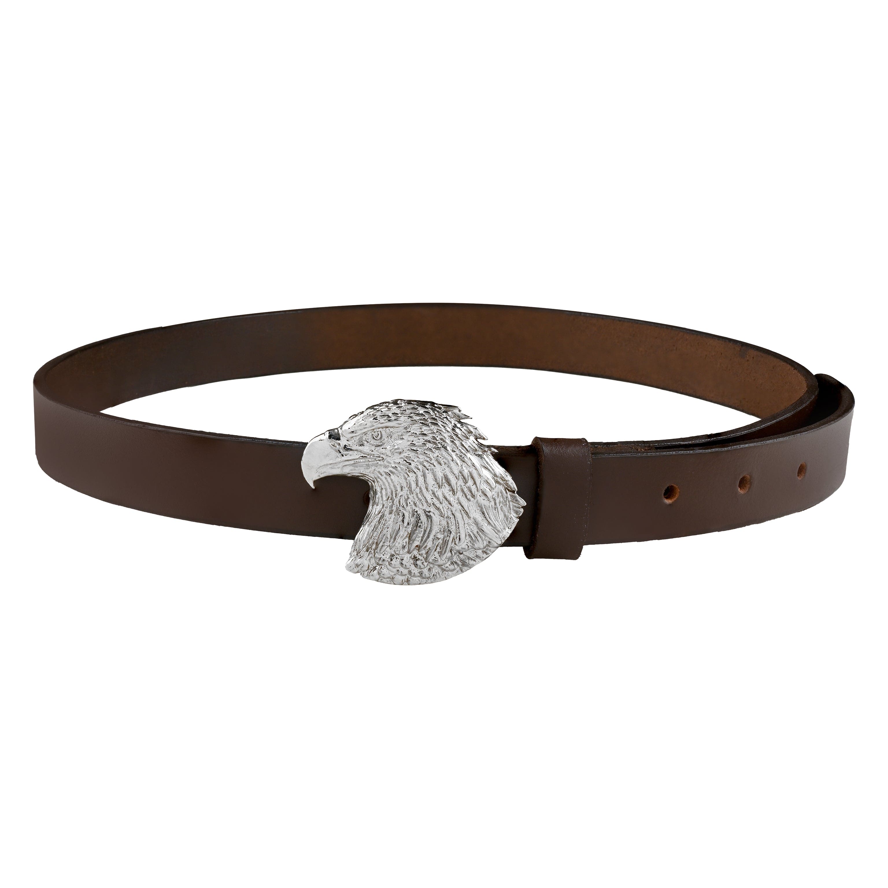 Handcrafted Eagle Head Silver Plated Leather Belt