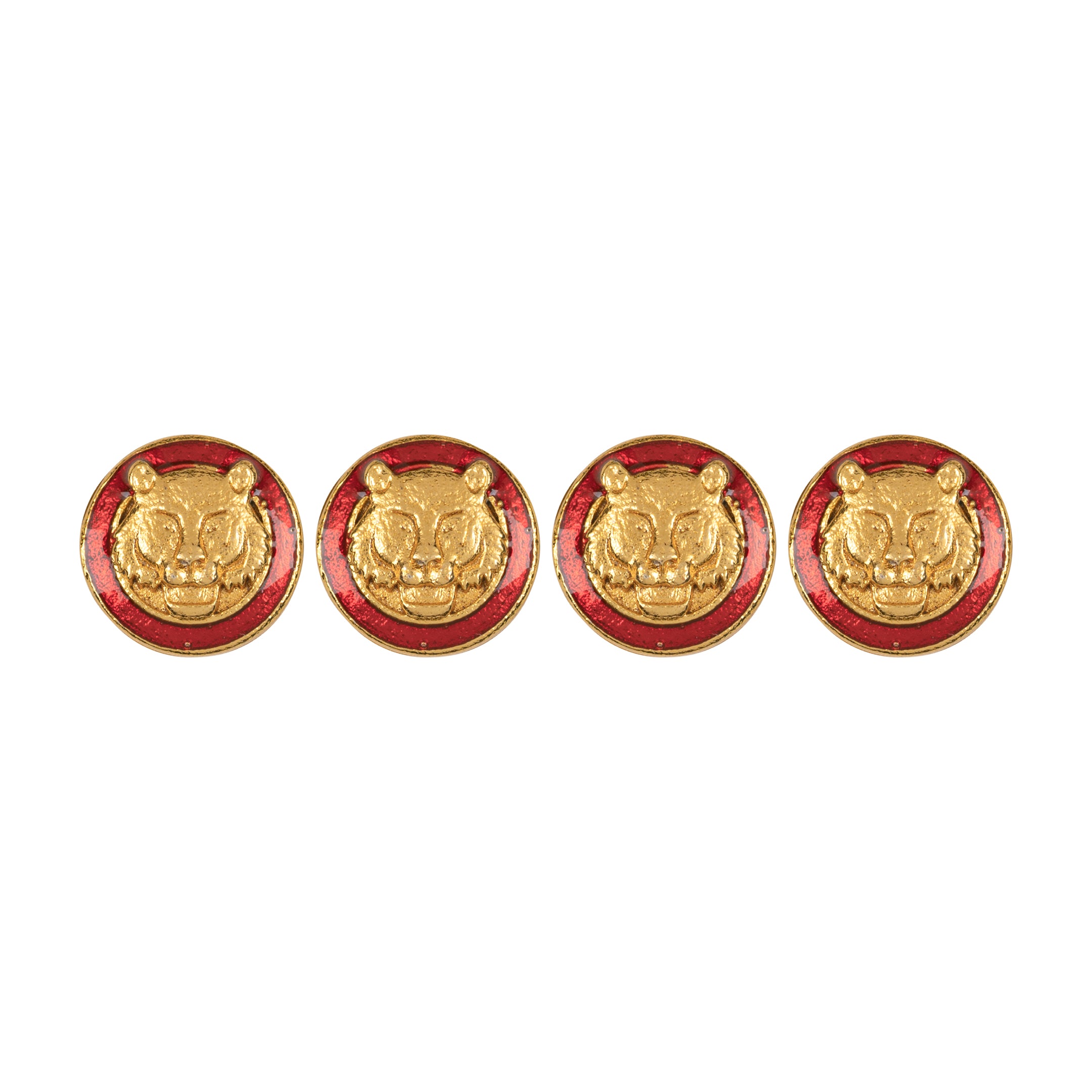 Red Enamel Gold Plated Tiger Motif Kurta Button Set