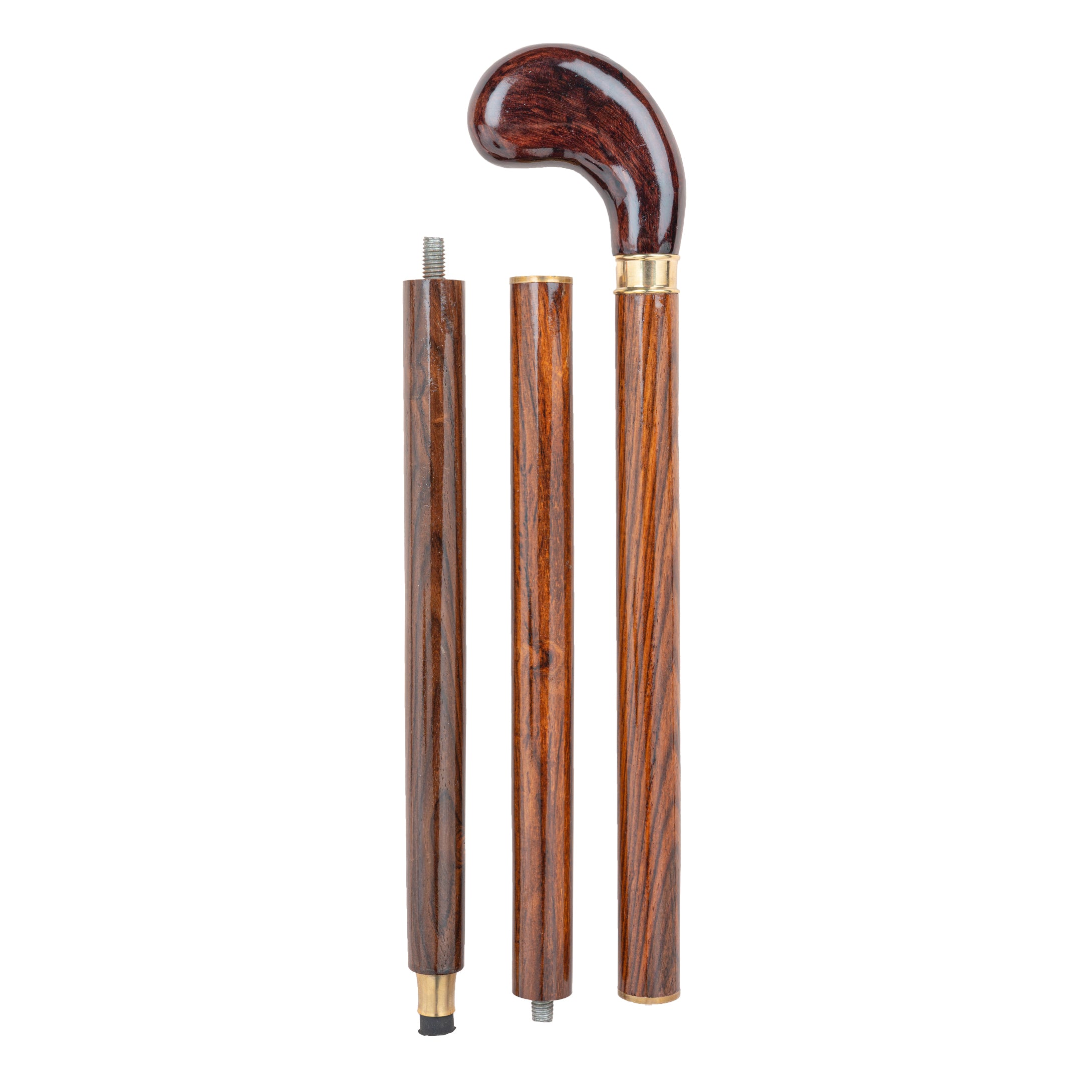 Luxury Short Golf-Style Natural Polish Walking Stick in Indian Rosewood