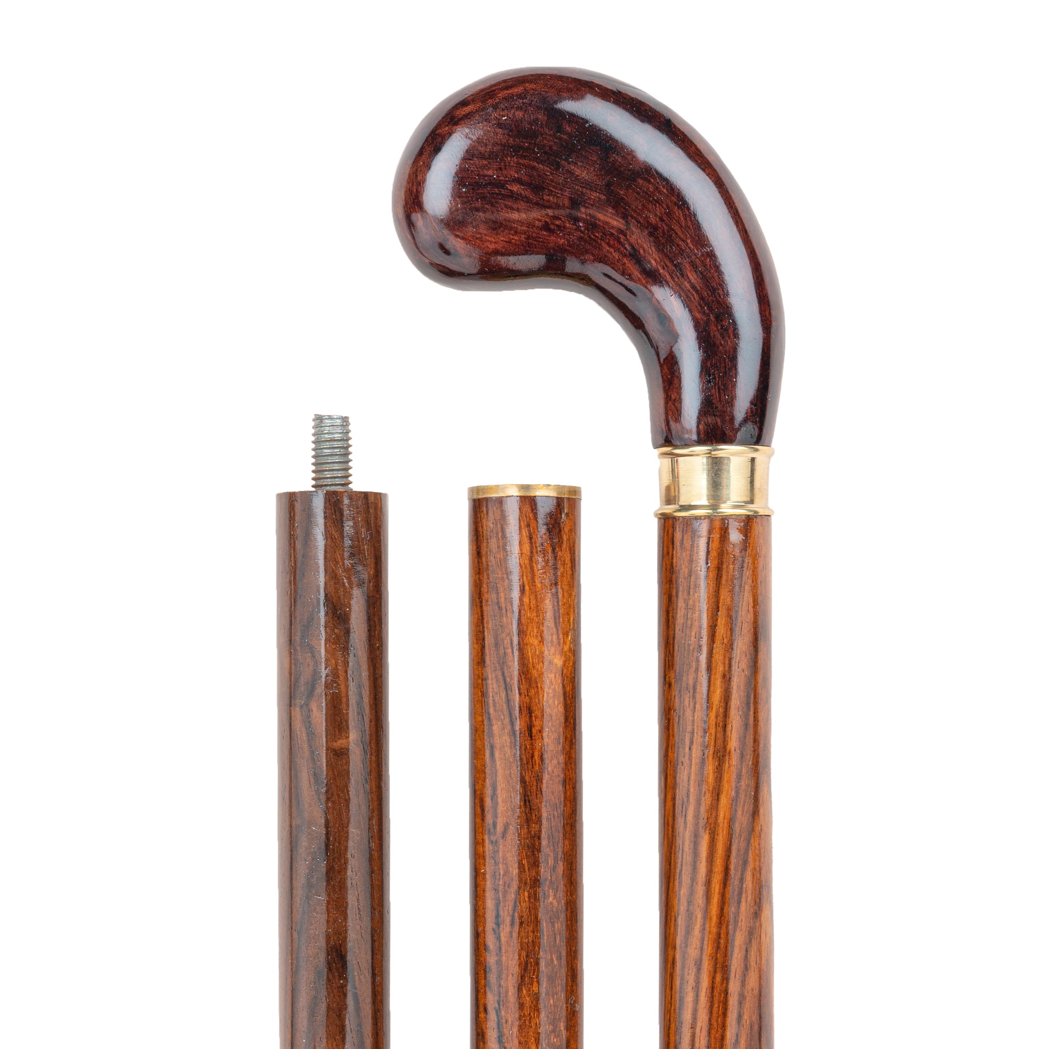 Luxury Short Golf-Style Natural Polish Walking Stick in Indian Rosewood