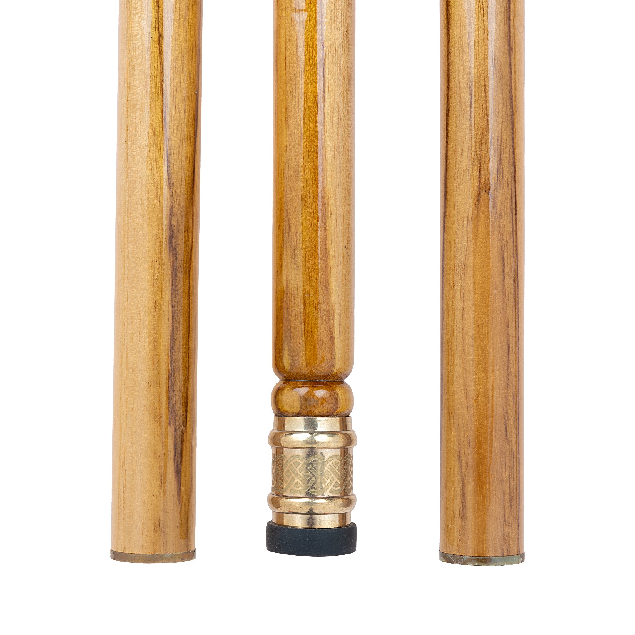 Handcrafted Teak Wood Folding Walking Stick with Ornate Brass T-Handle