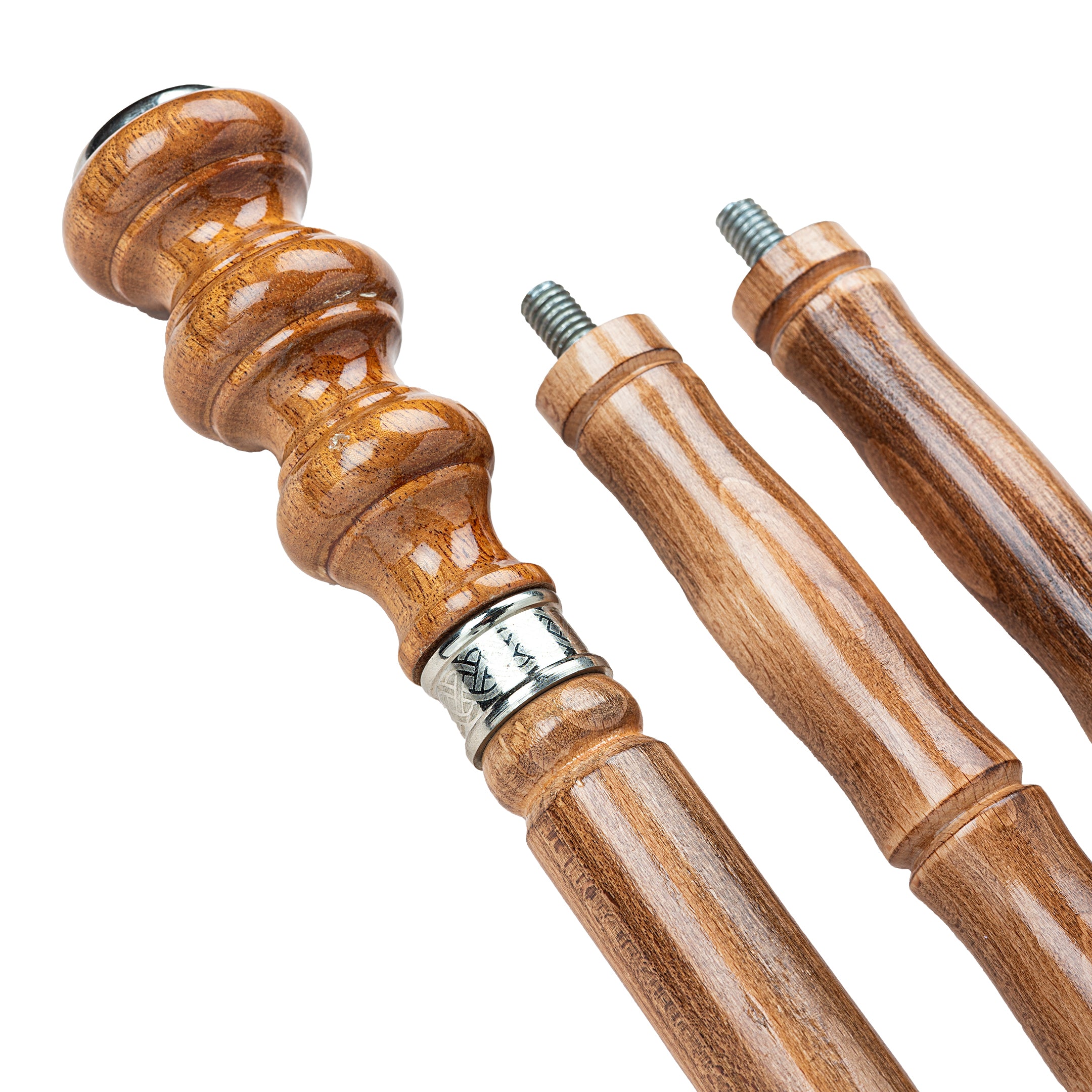 Handcrafted Beechwood Folding Walking Stick with Carved Ball Knob Handle