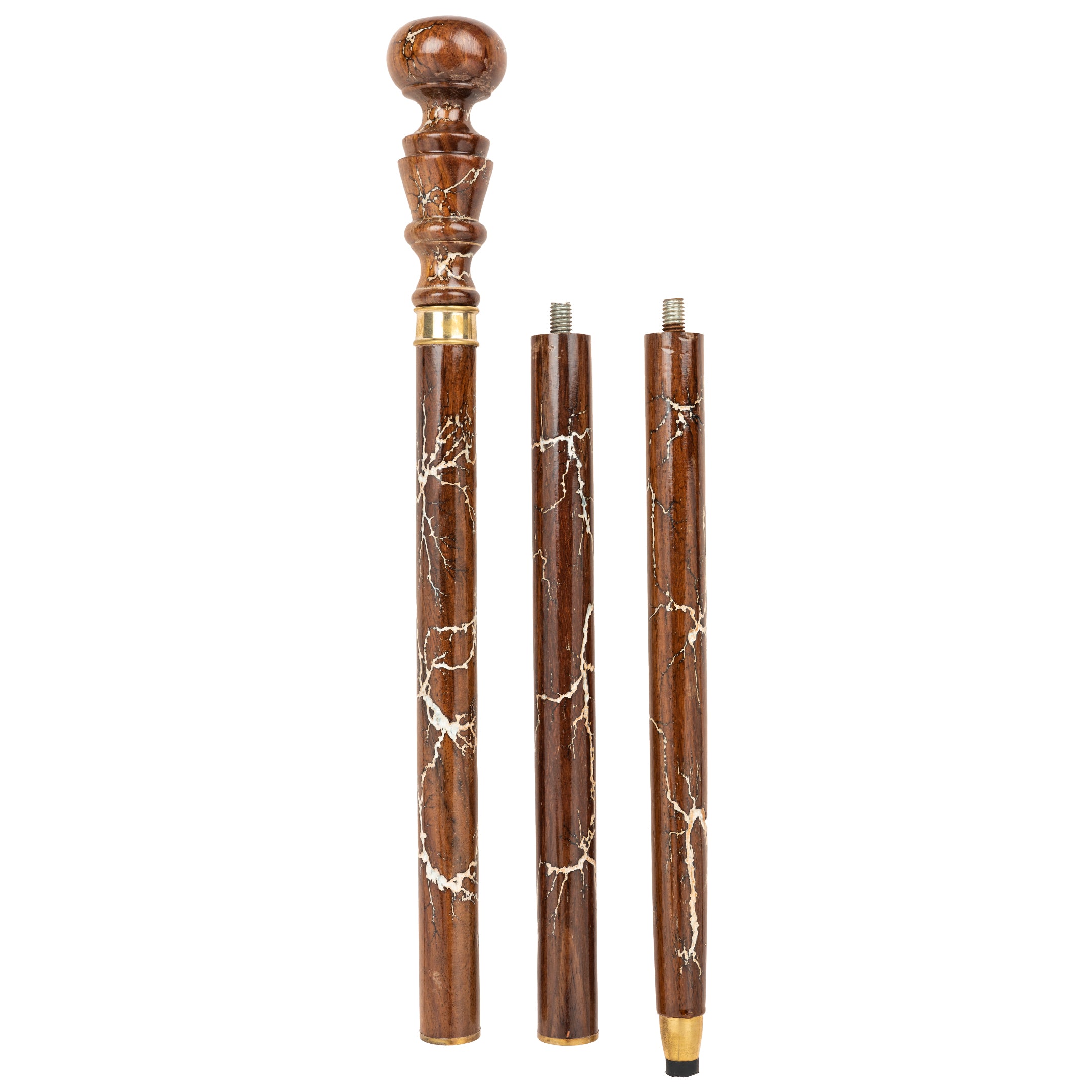 Vintage Style Handcrafted Indian Rosewood Walking Stick Vintage Three Piece Cane