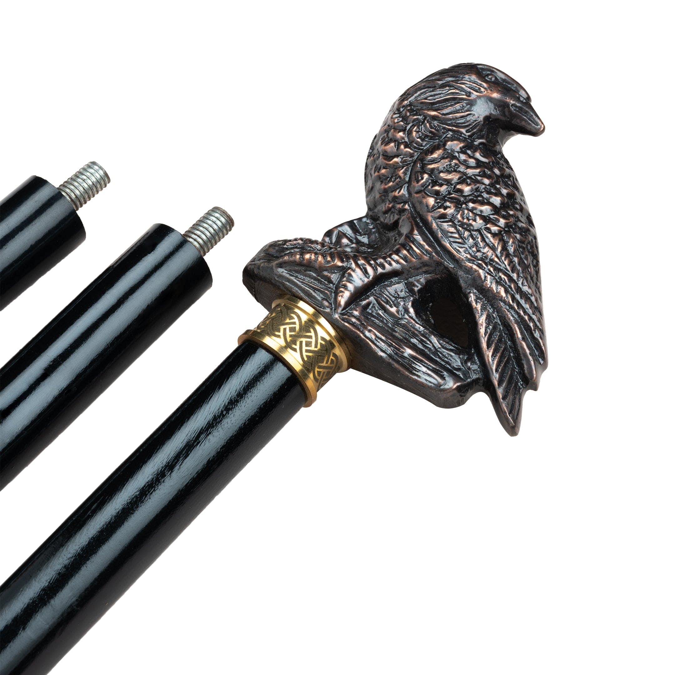 Handcrafted Beechwood Folding Walking Stick with Antique Brass Eagle Head Handle