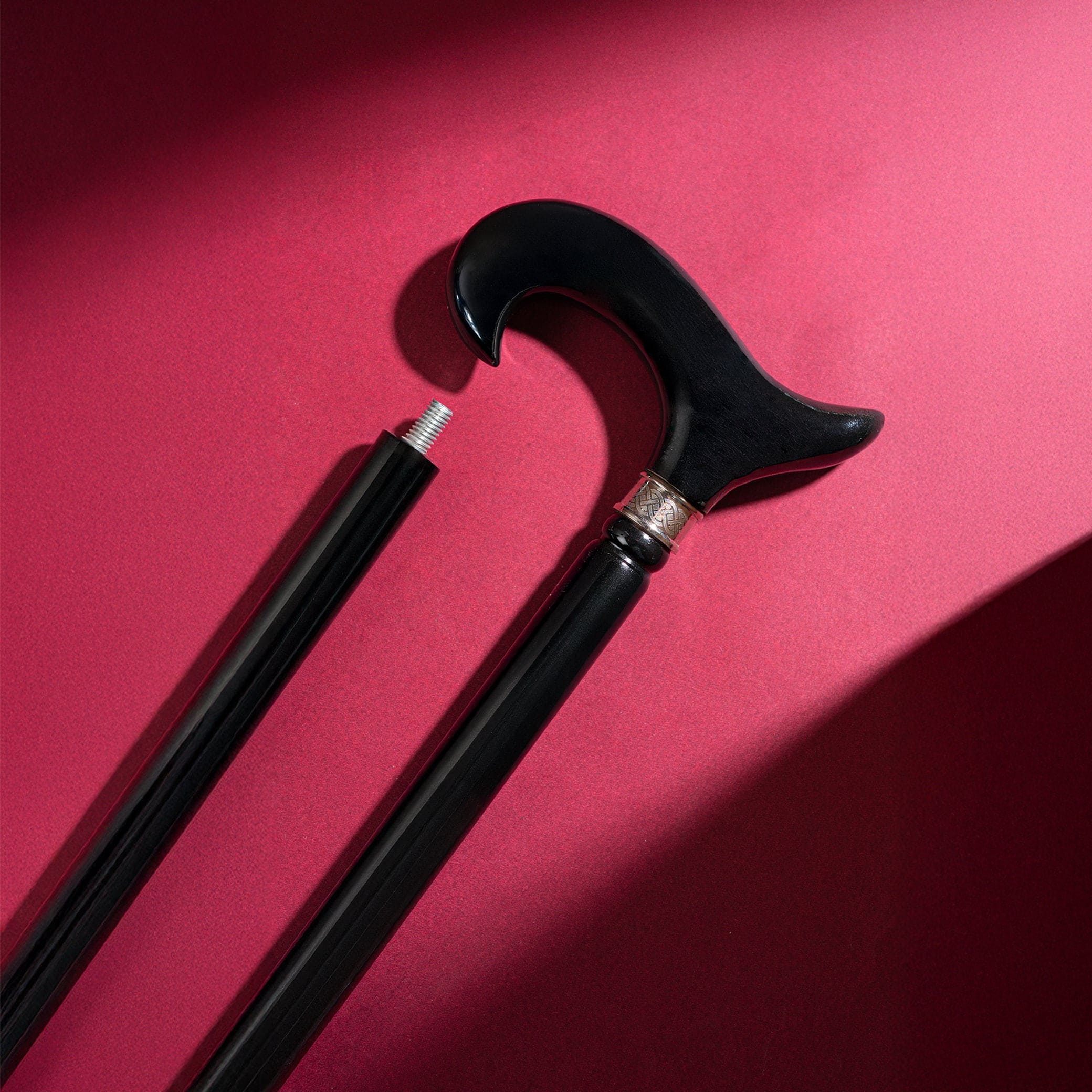 Classic Black Crook Handle & Brass Rings Handcrafted in Beech wood