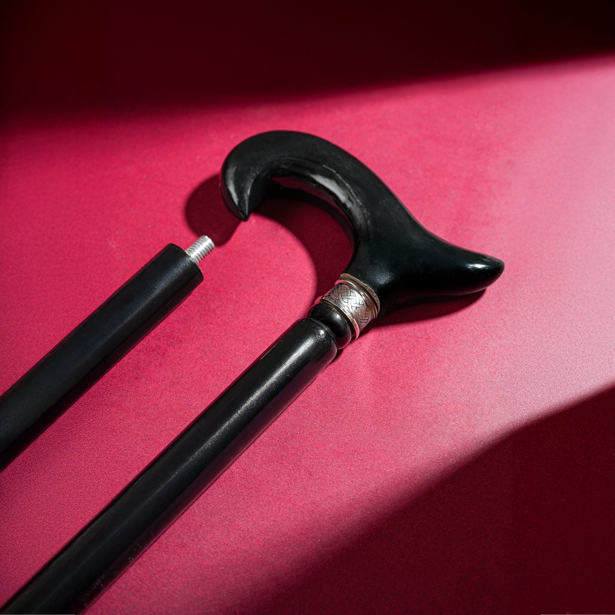 Classic Black Crook Handle & Brass Rings Handcrafted in Beech wood