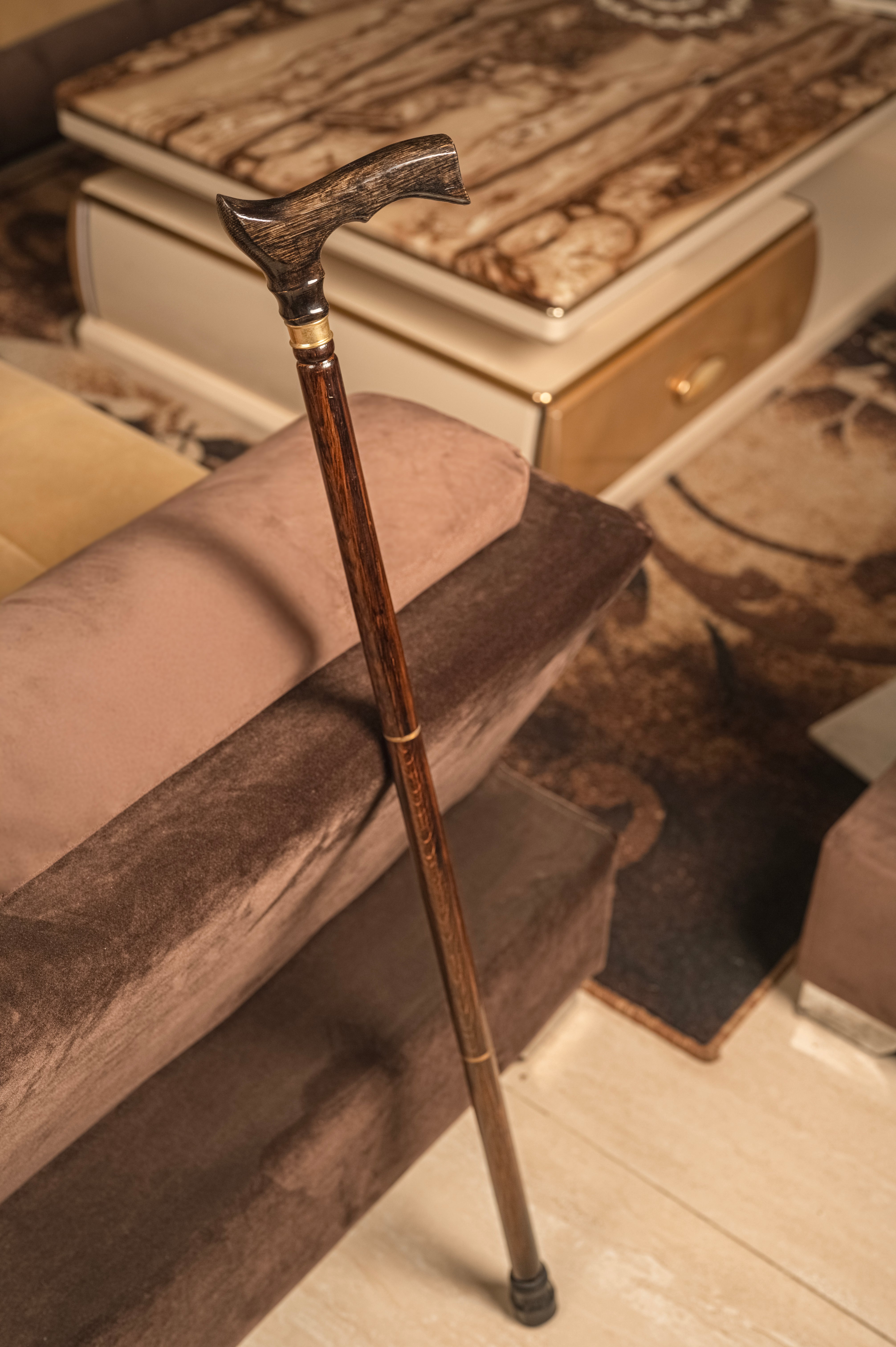 Premium Indian Rosewood Folding Walking Stick with Ergonomic Crook Handle