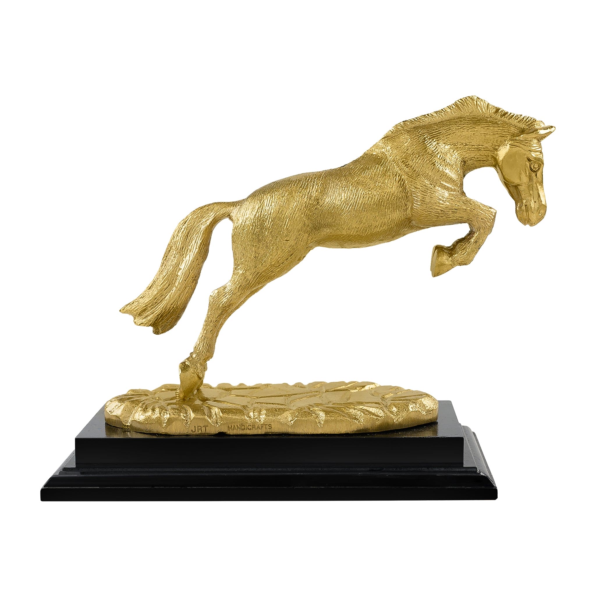 Handcrafted Brass Galloping Horse Statue – Natural Finish