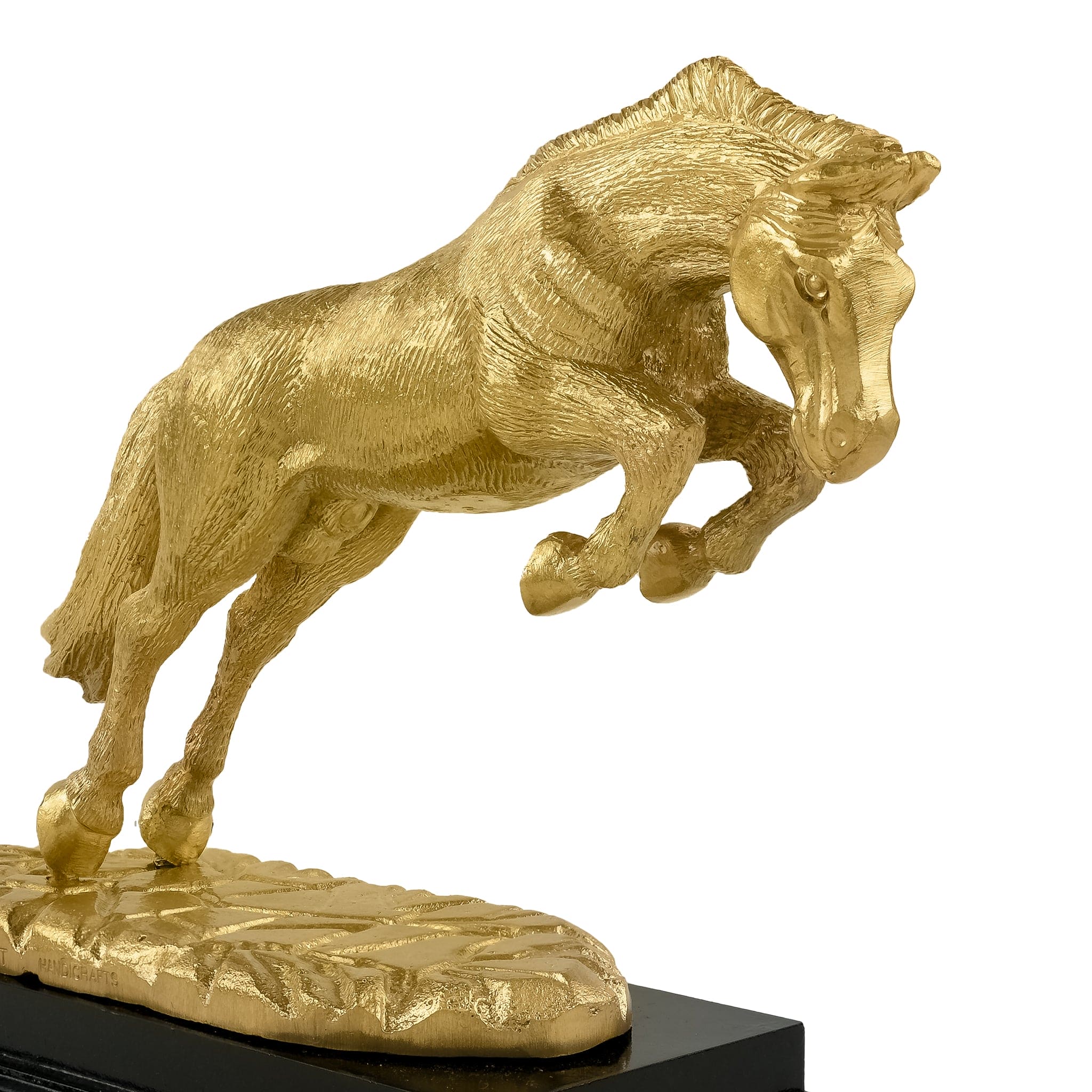 Handcrafted Brass Galloping Horse Statue – Natural Finish