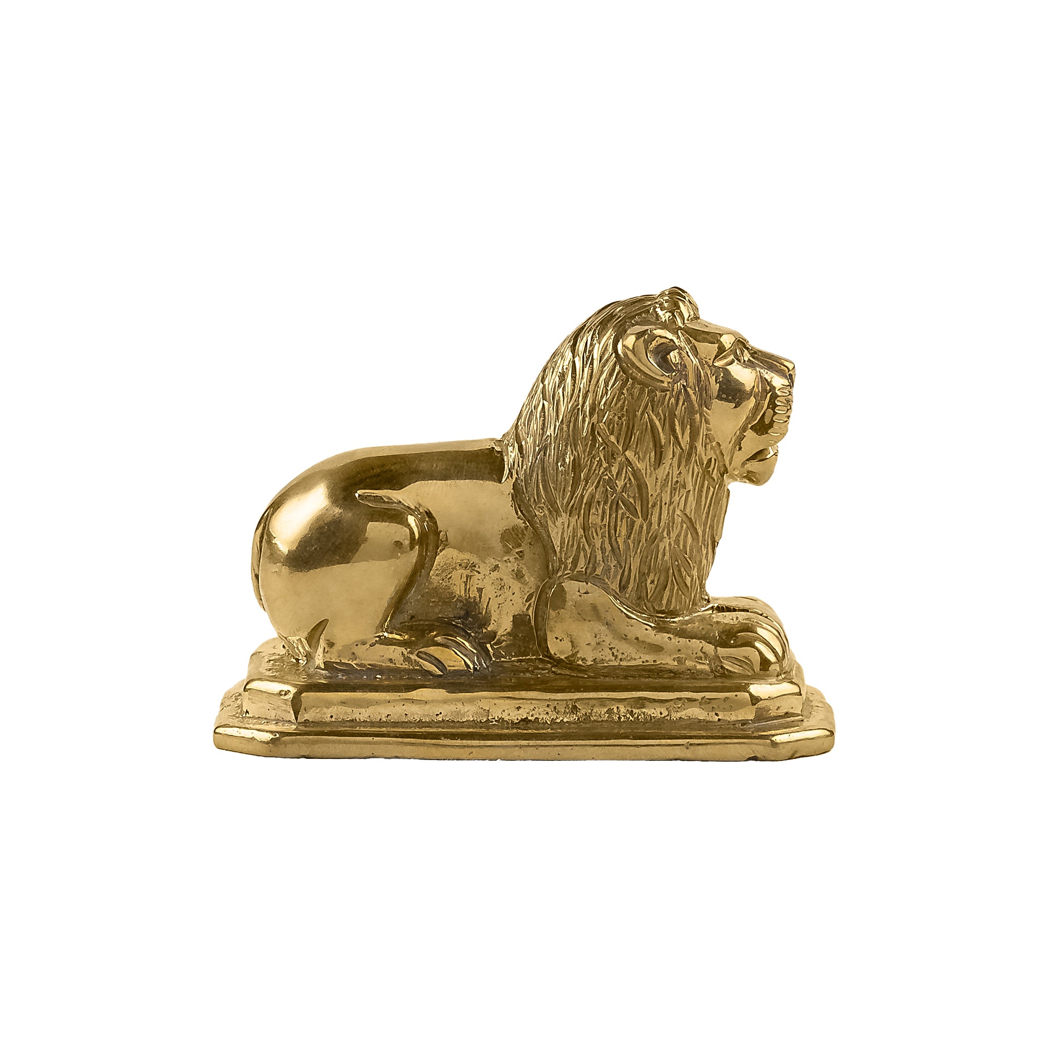 Brass Lion Paperweight for Office Desk