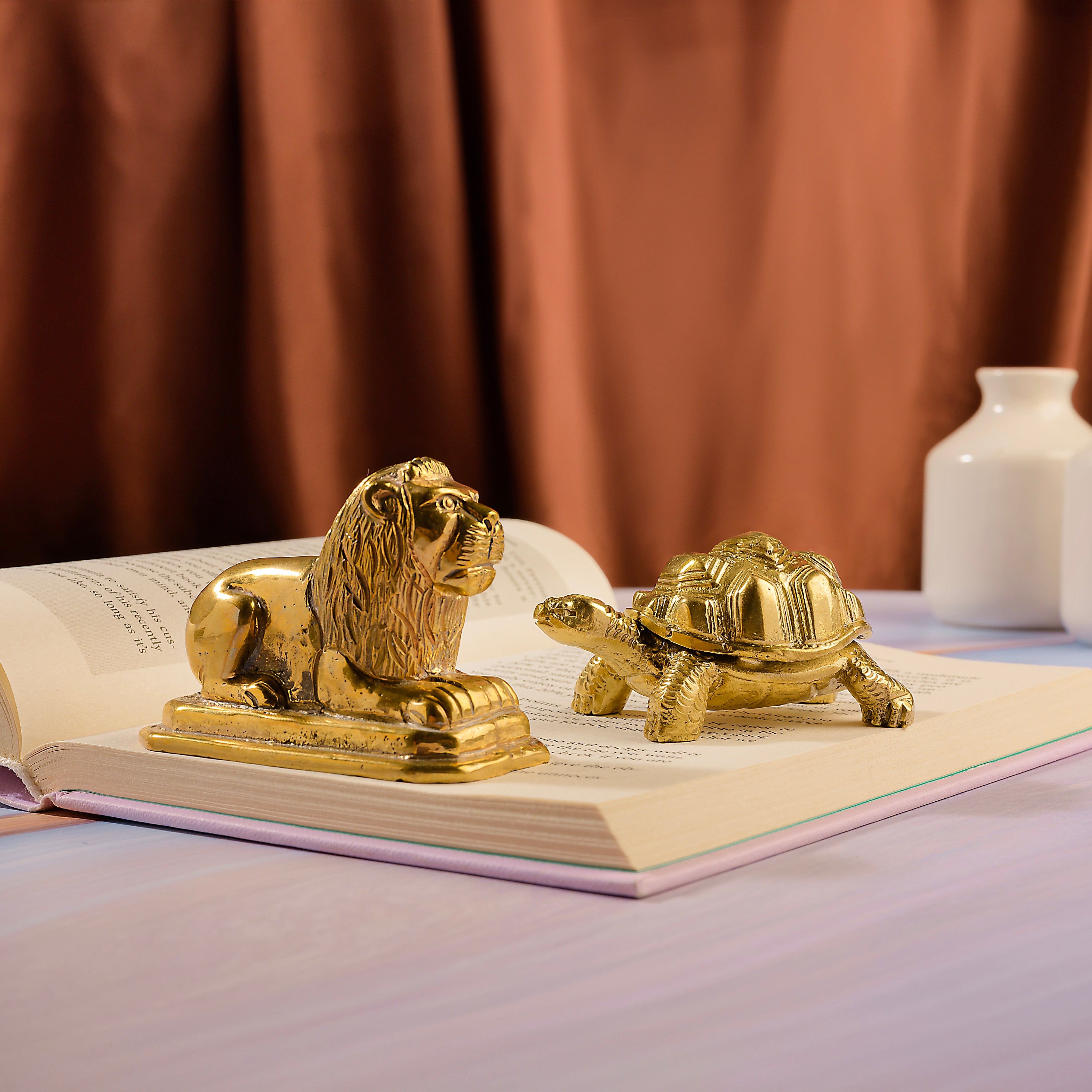 Brass Lion Paperweight for Office Desk