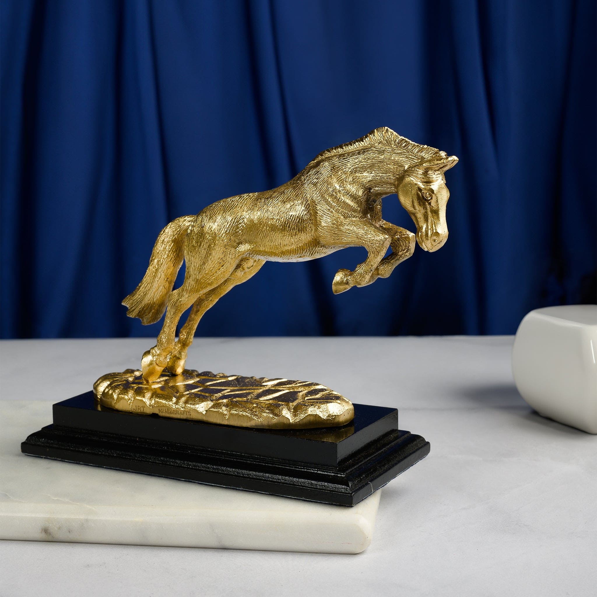 Handcrafted Brass Galloping Horse Statue – Natural Finish