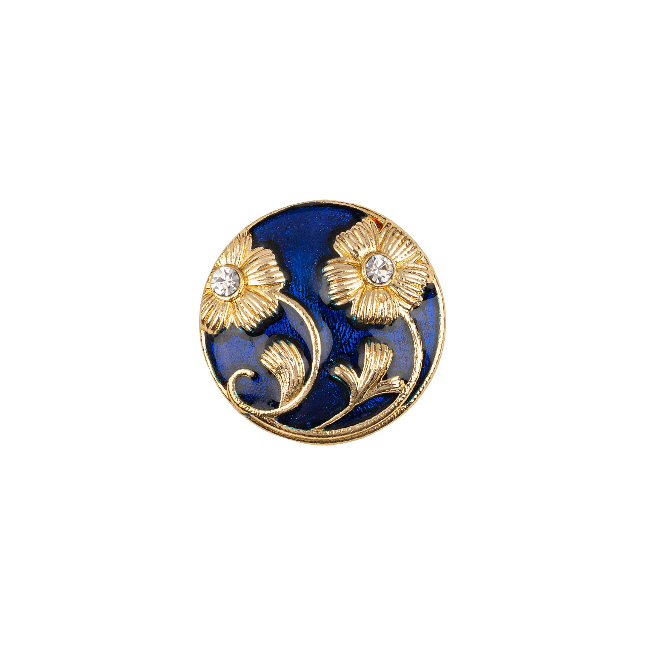 Handcrafted Twin Floral Navy Blue Meenakari Gold Plated Buttons