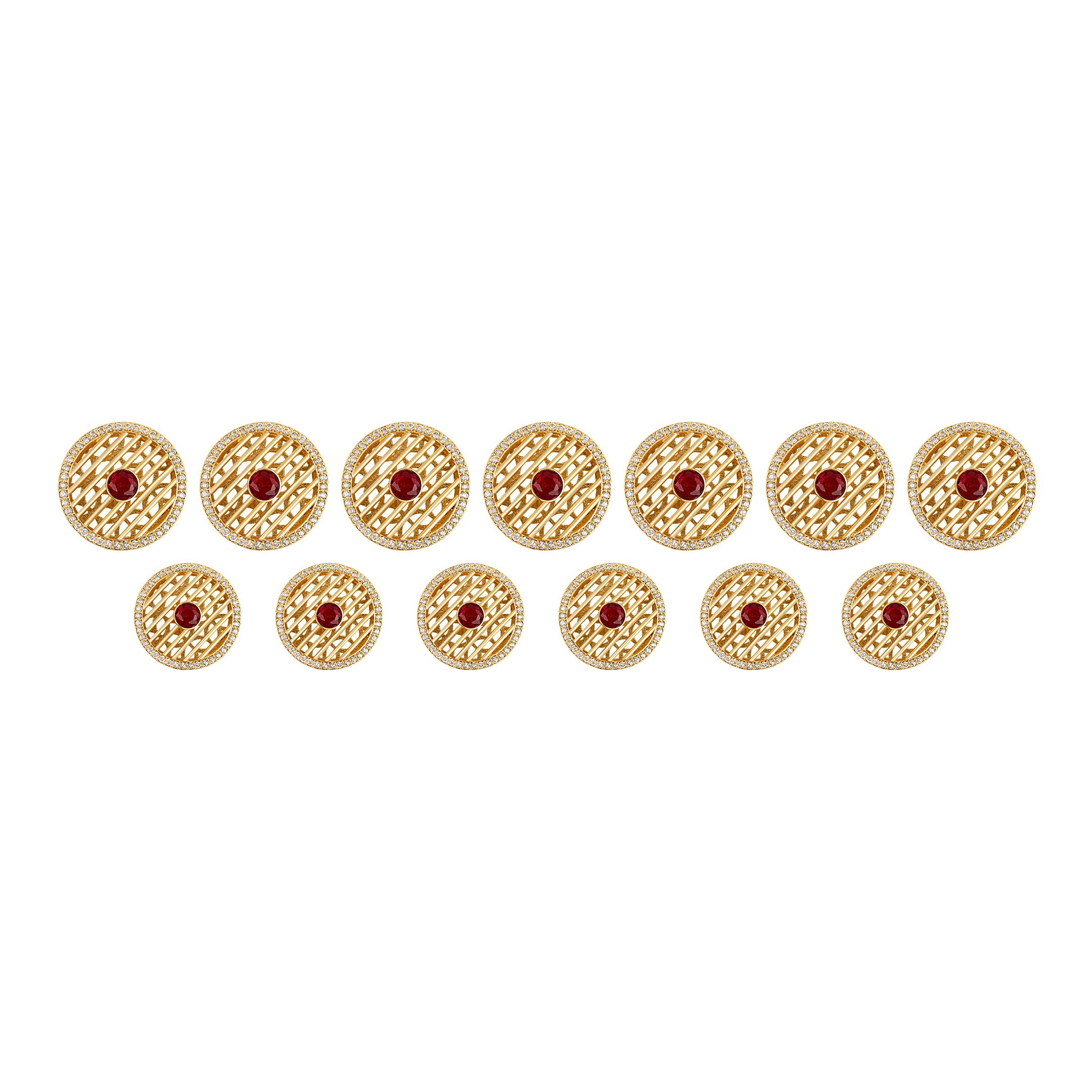 Handcrafted Jali Kundan Ruby Gold Plated Button