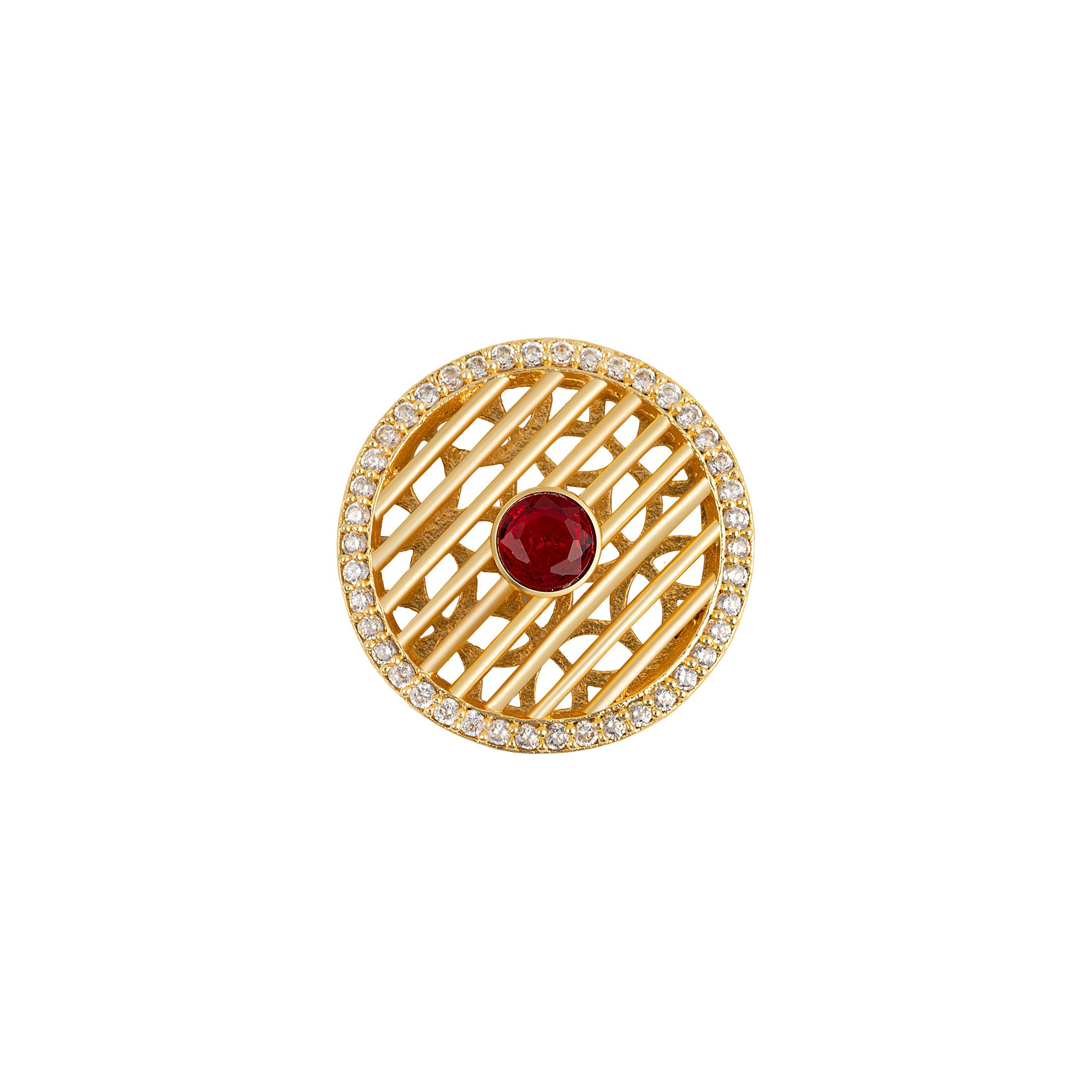 Handcrafted Jali Kundan Ruby Gold Plated Button