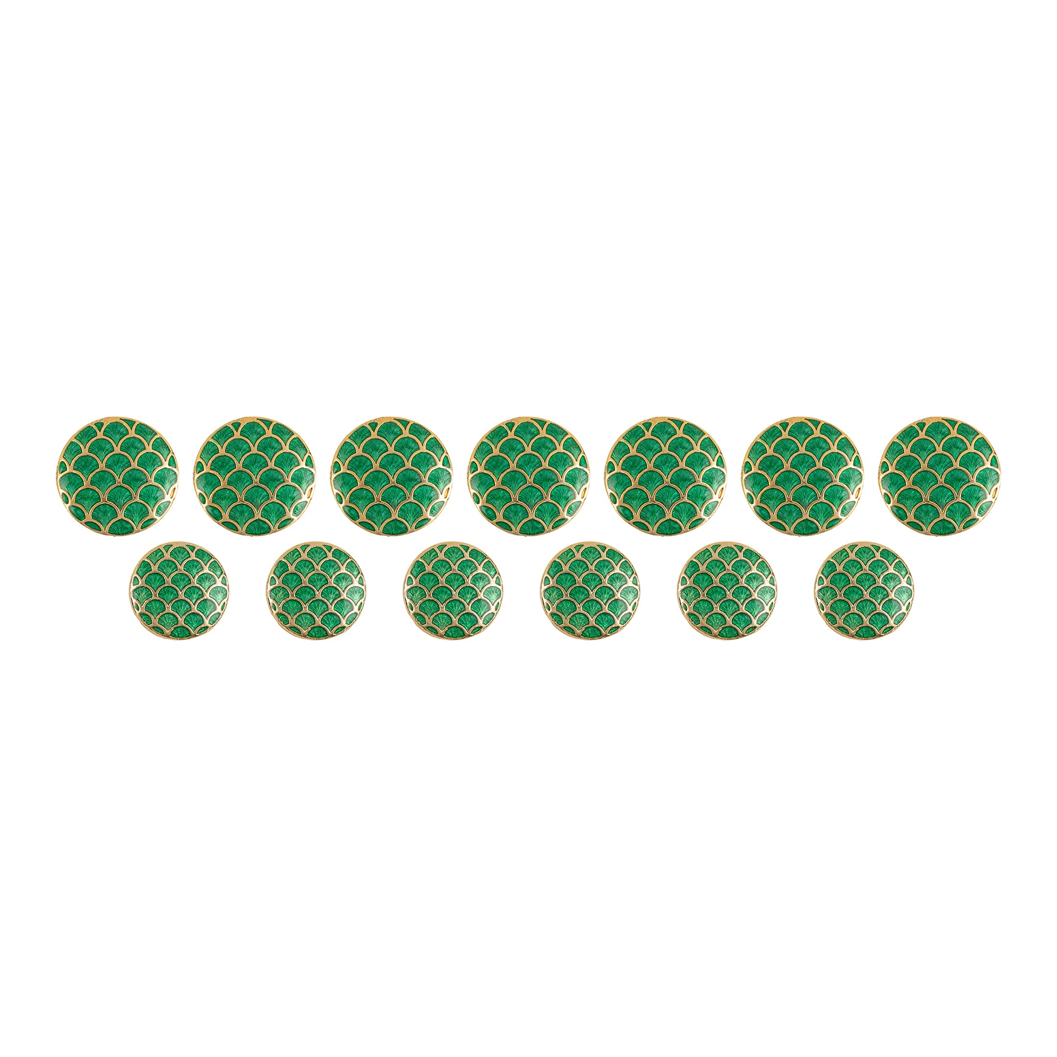 Handcrafted Emerald Fish Scale Meenakari Gold Plated Button