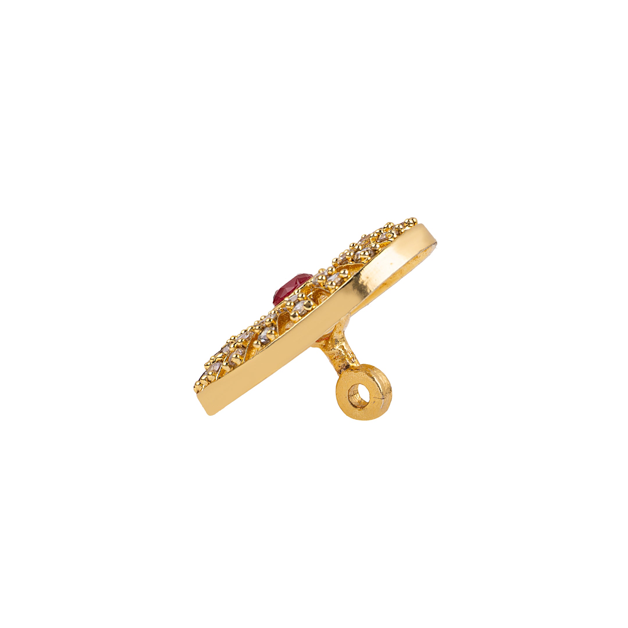 Handcrafted Sunburst Kundan Ruby Gold Plated Button