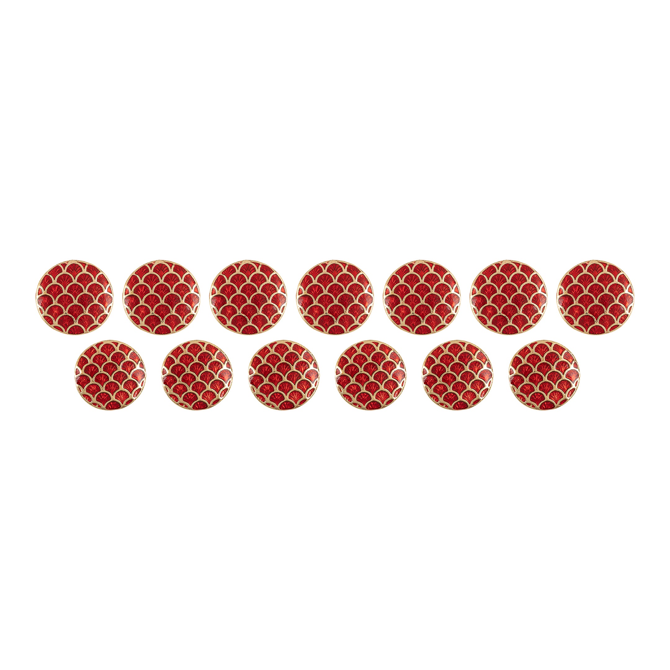 Handcrafted Ruby Red Fish Scale Meenakari Gold Plated Button