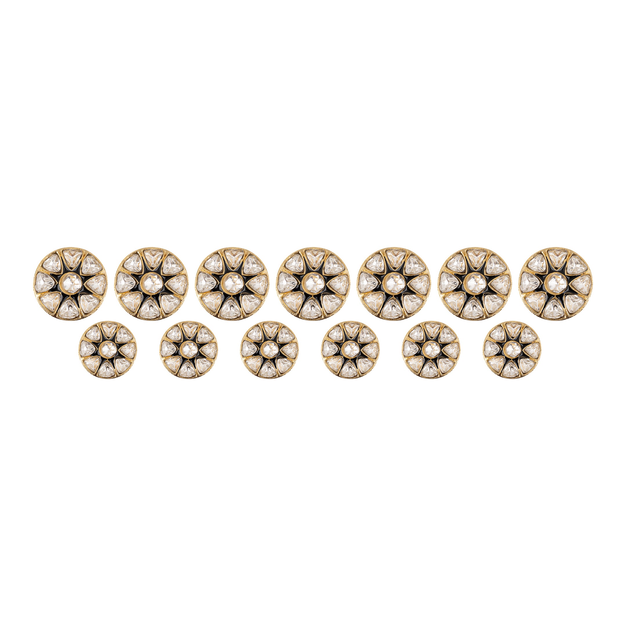 Handcrafted Black Enamel Polki Gold Plated Button