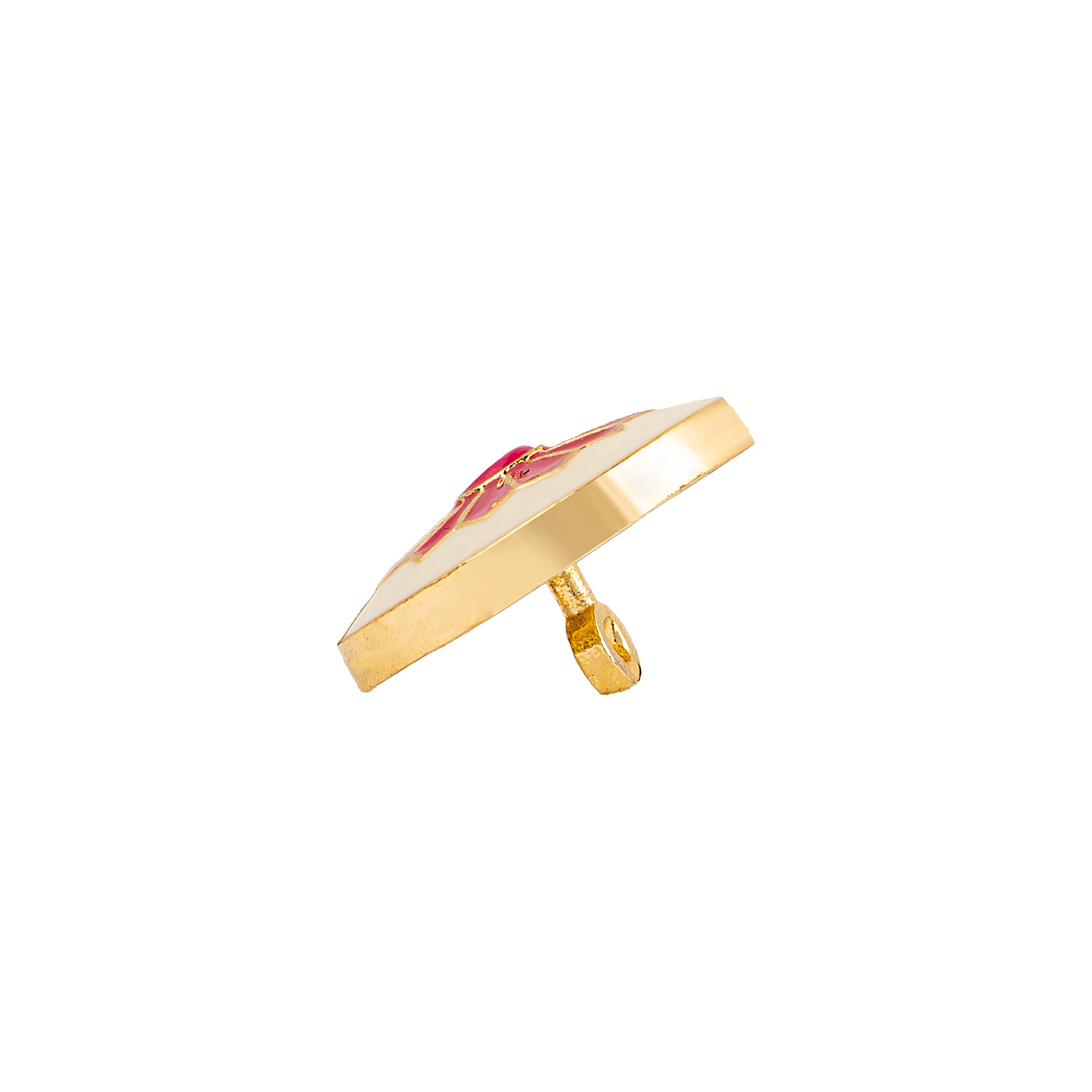 Handcrafted Ivory Pink Daisy Meenakari Gold Plated Button