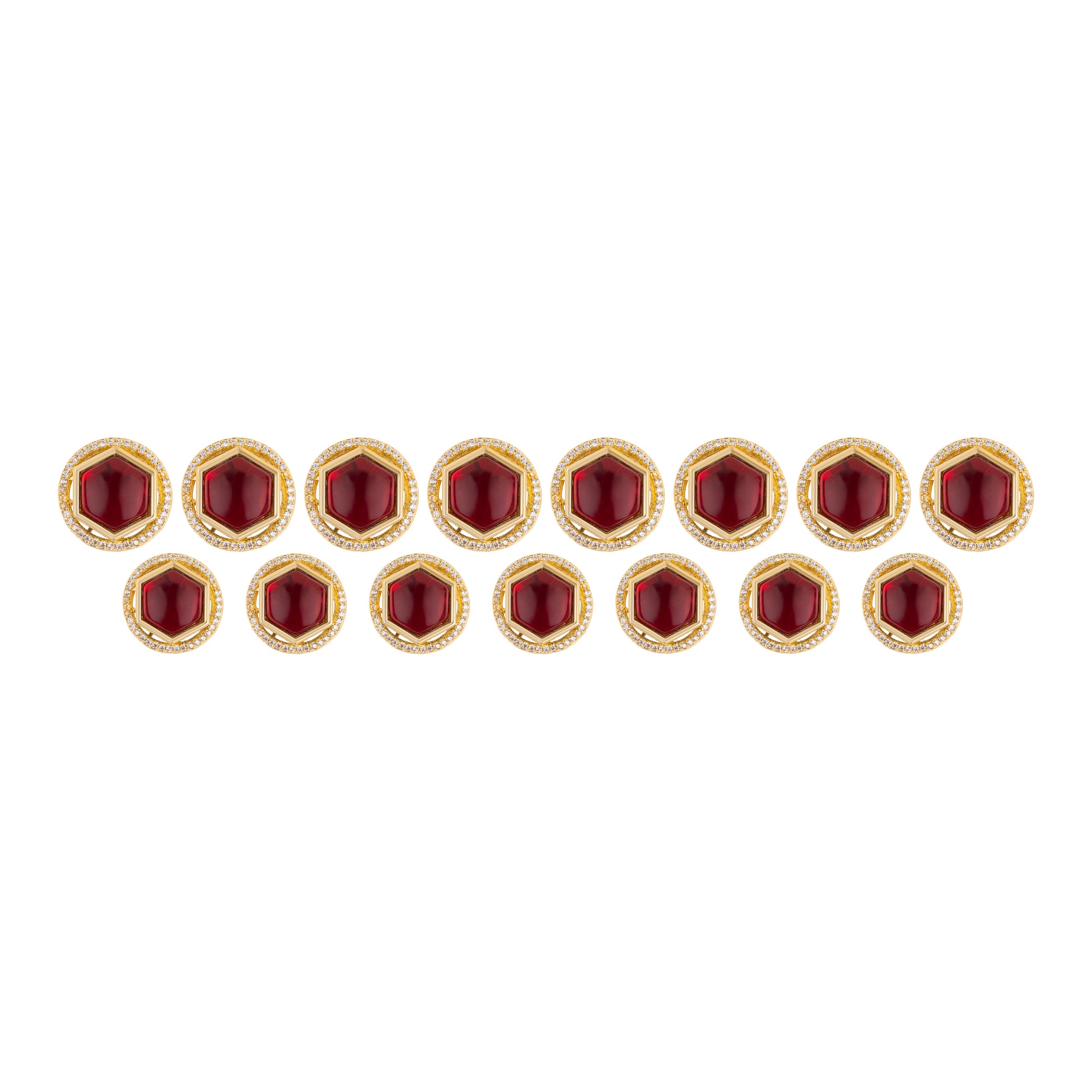 Handcrafted Polki Ruby Cabochon Gold Plated Suit Buttons