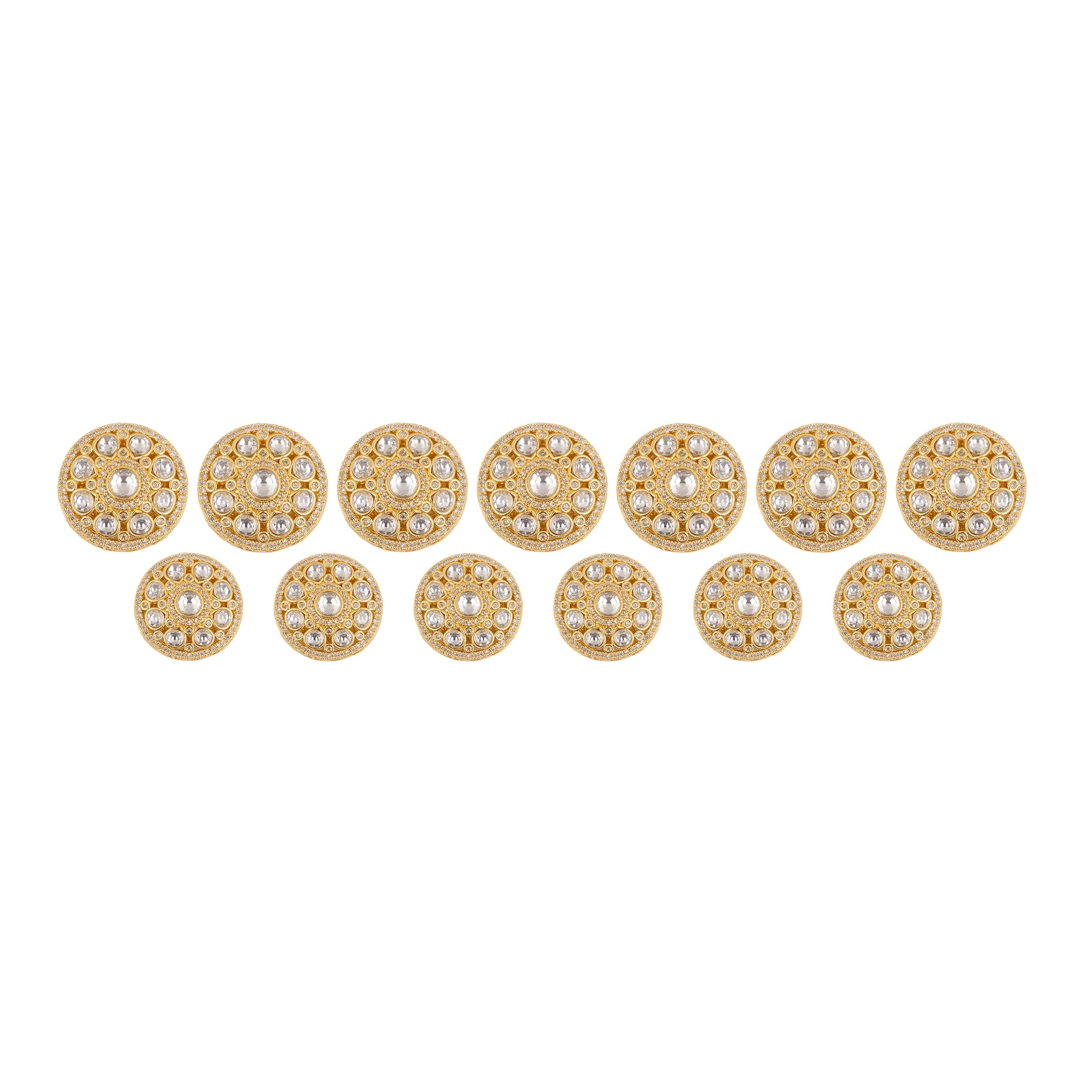 Polki Kundan Floral Cluster Diamond Gold Plated Suit Buttons