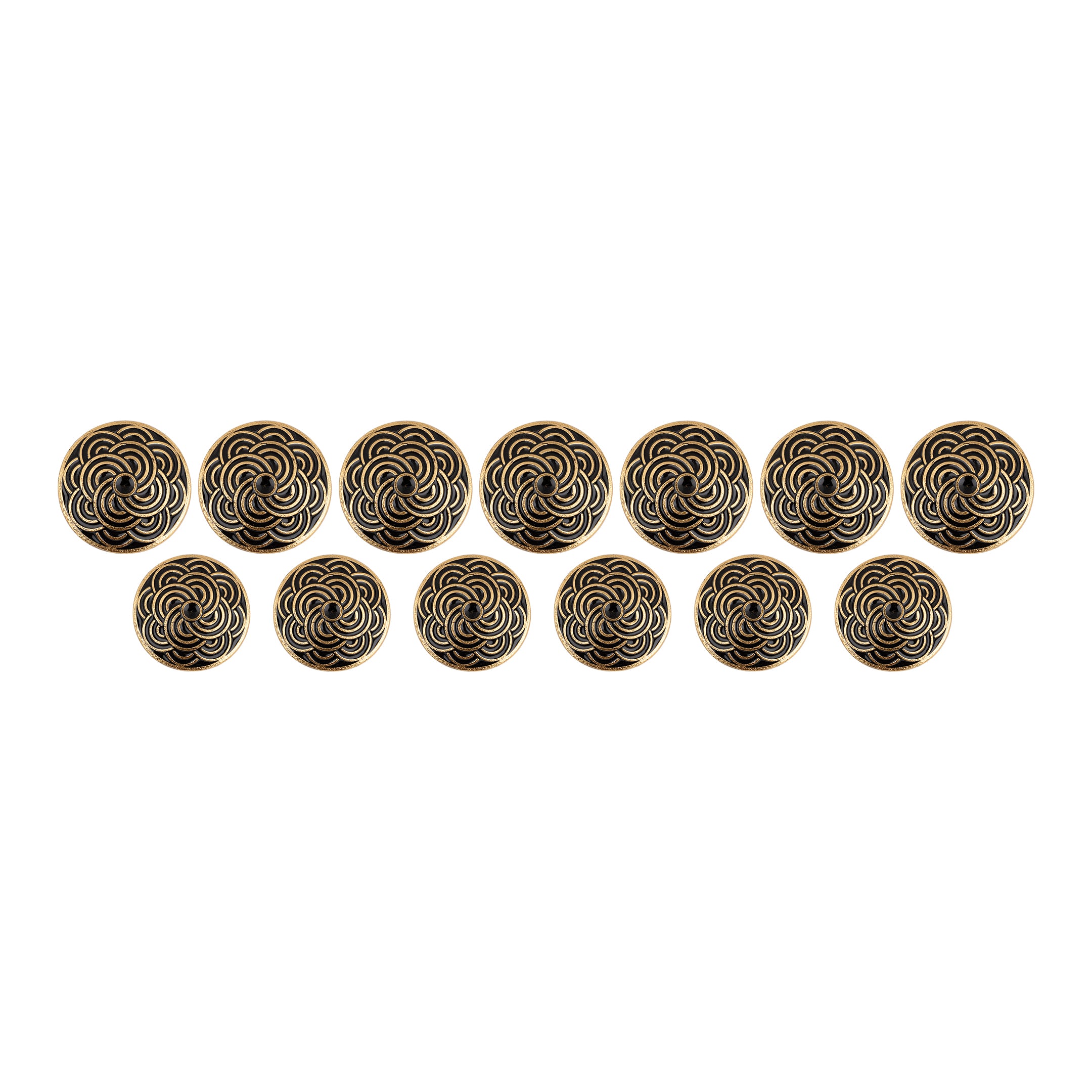 Zen Spiral Celtic Swirl Black Enamel Gold Plated Suit Buttons