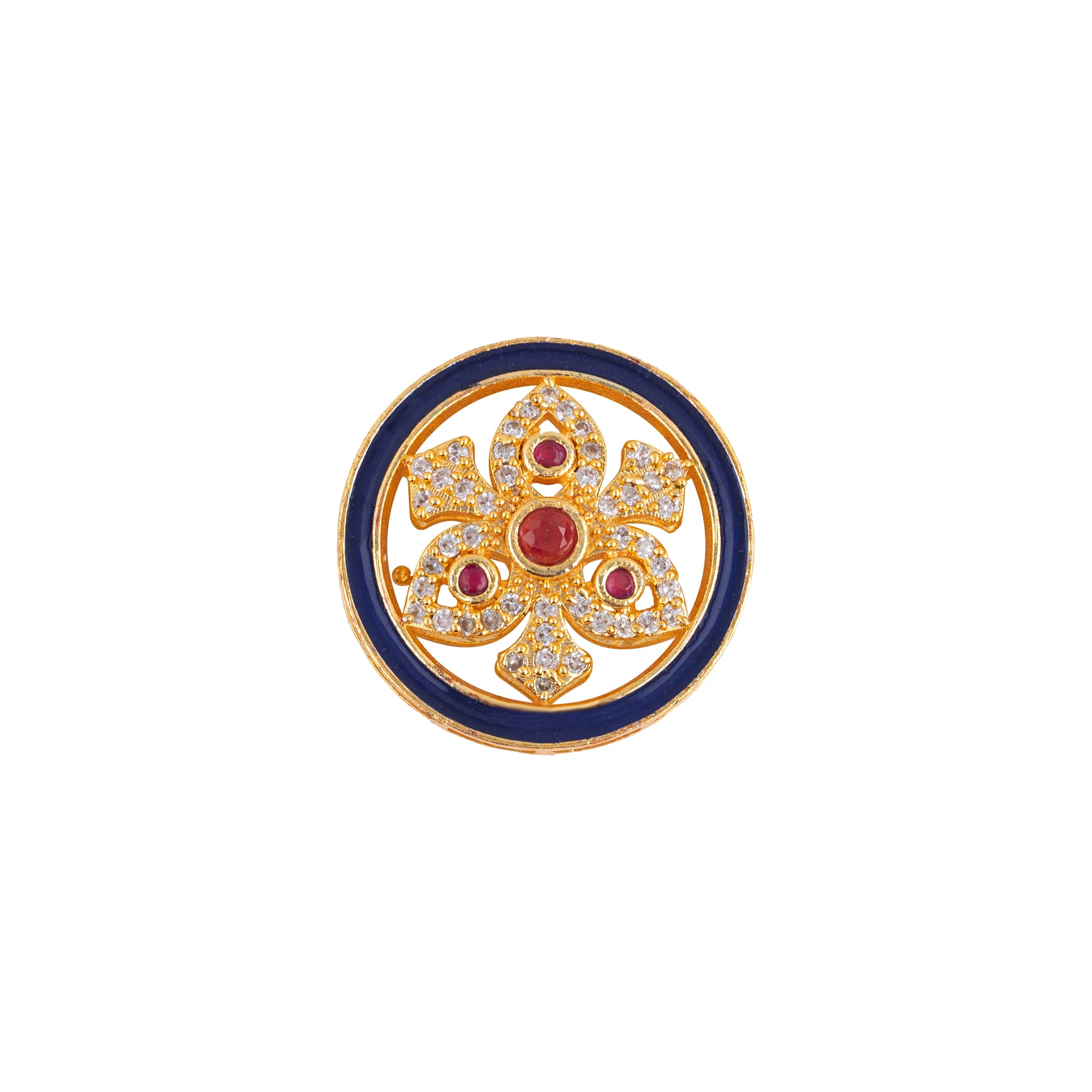 Vajra Lotus Navy Blue Enamel Gold Plated Suit Buttons
