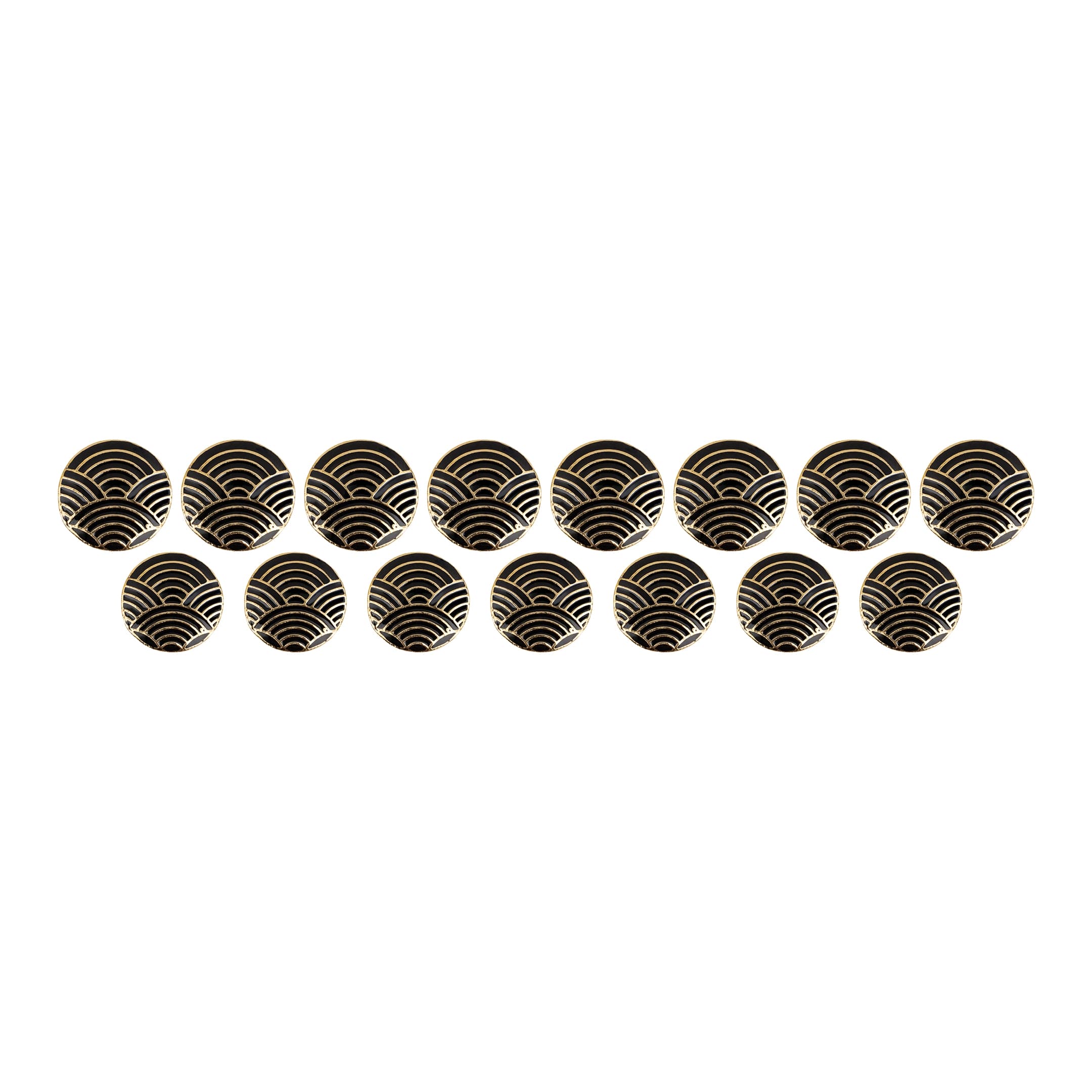 Seigaiha Wave Black Enamel Antique Gold Plated Suit Buttons