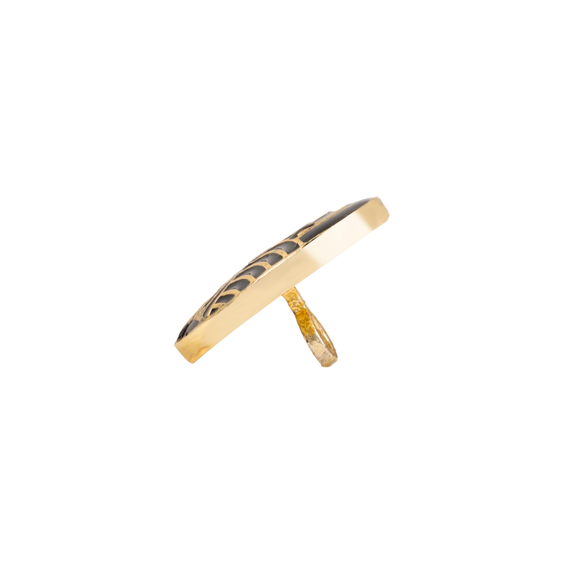 Seigaiha Wave Black Enamel Antique Gold Plated Suit Buttons