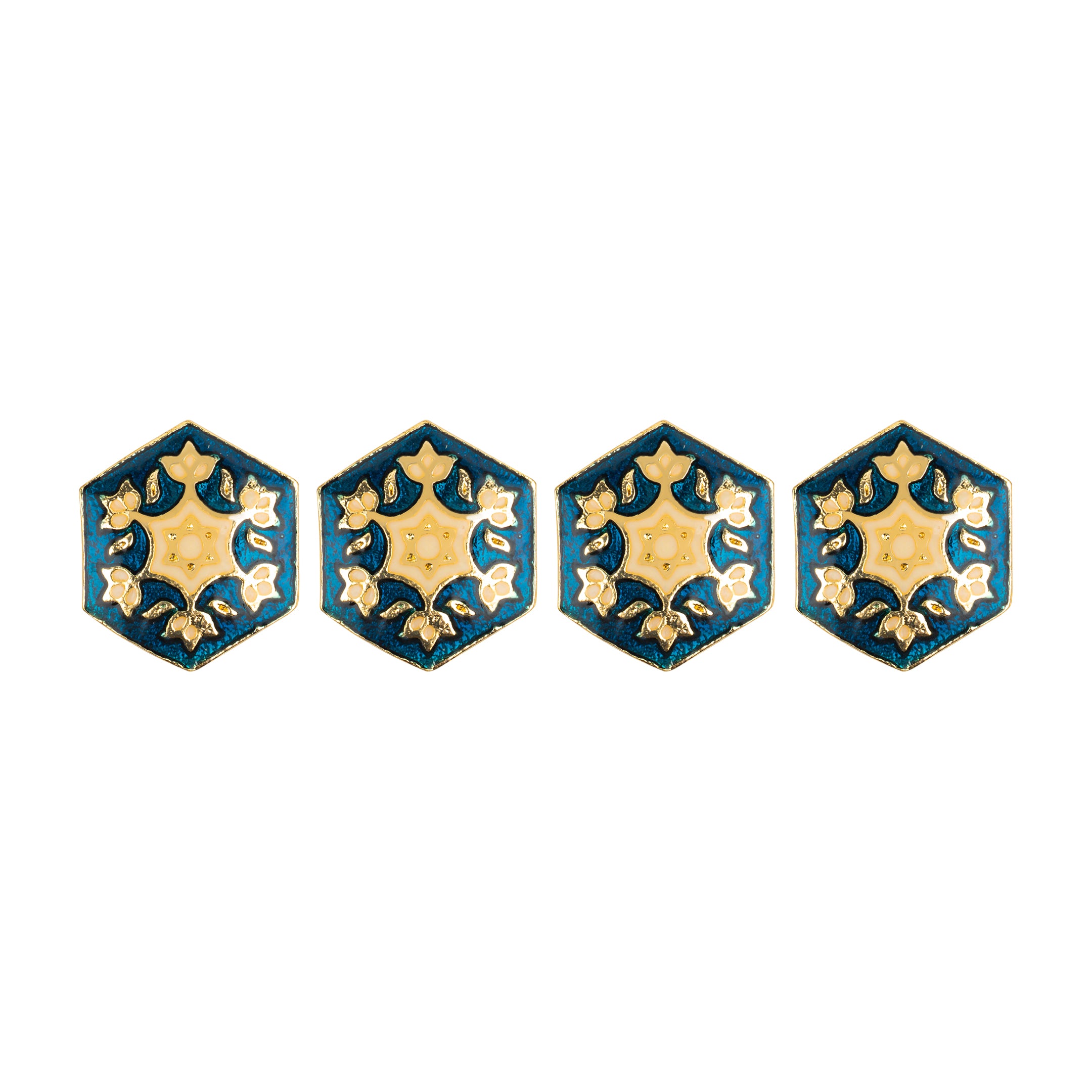 Handcrafted Gold Plated Navy Hexagon Starburst Kurta Button