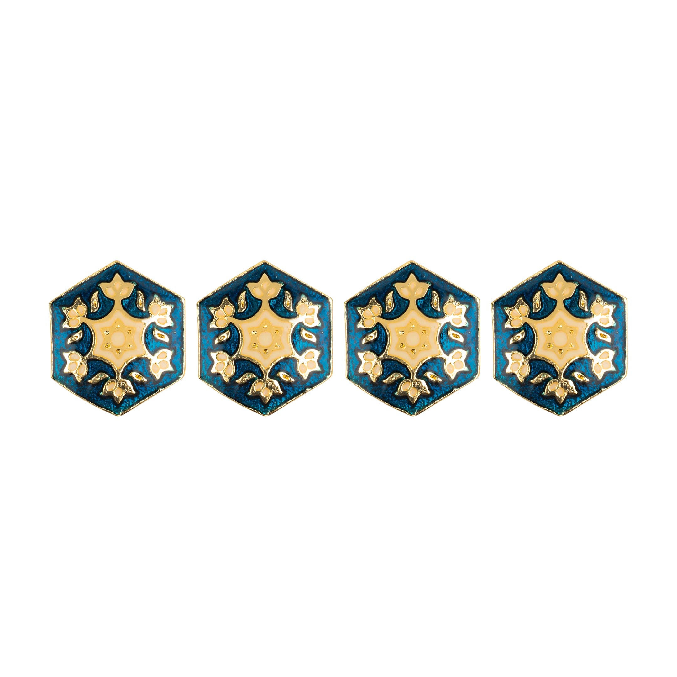 Handcrafted Gold Plated Navy Hexagon Starburst Kurta Button