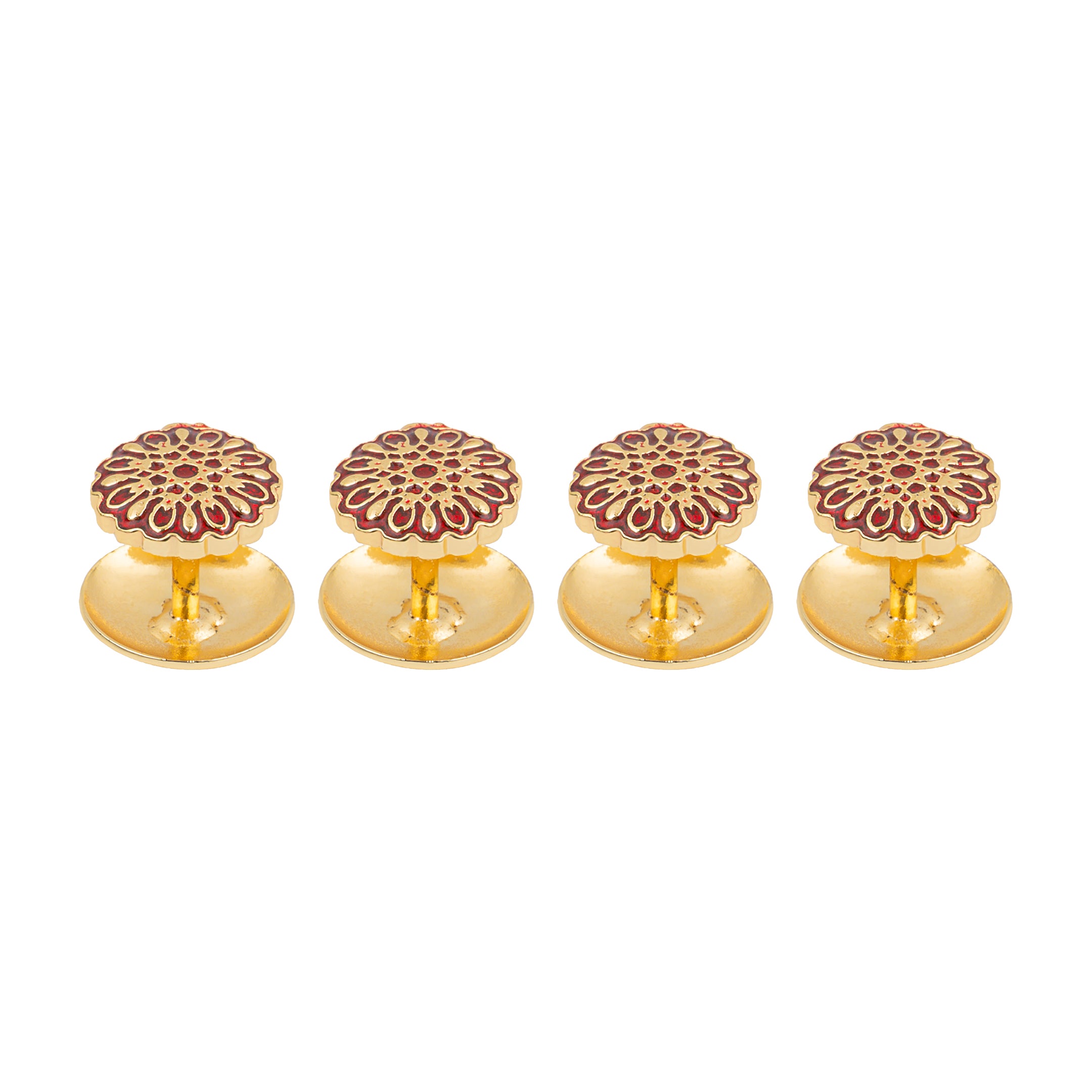 Handcrafted Red Enamel Gold Plated Kurta Buttons Set
