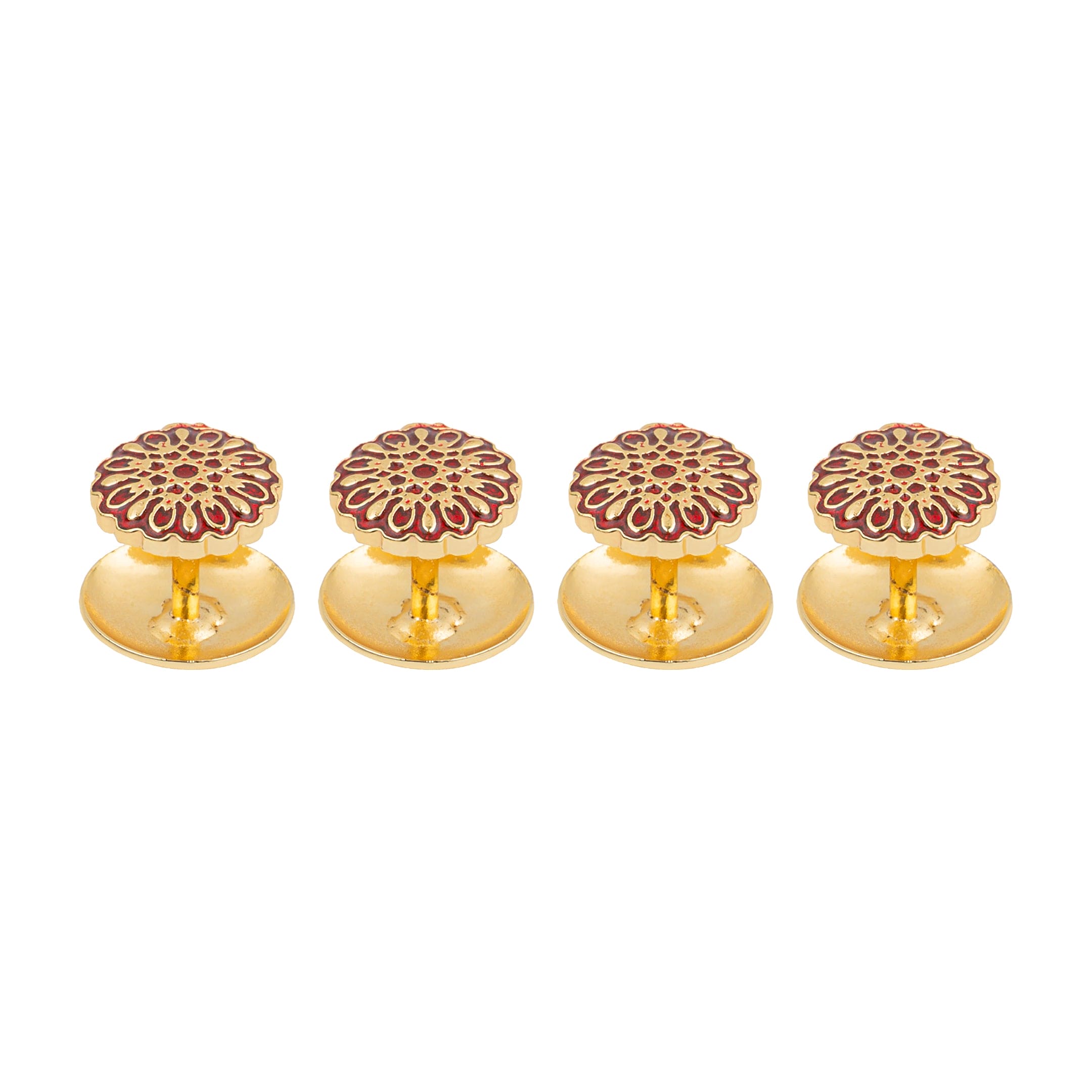Handcrafted Red Enamel Gold Plated Kurta Buttons Set
