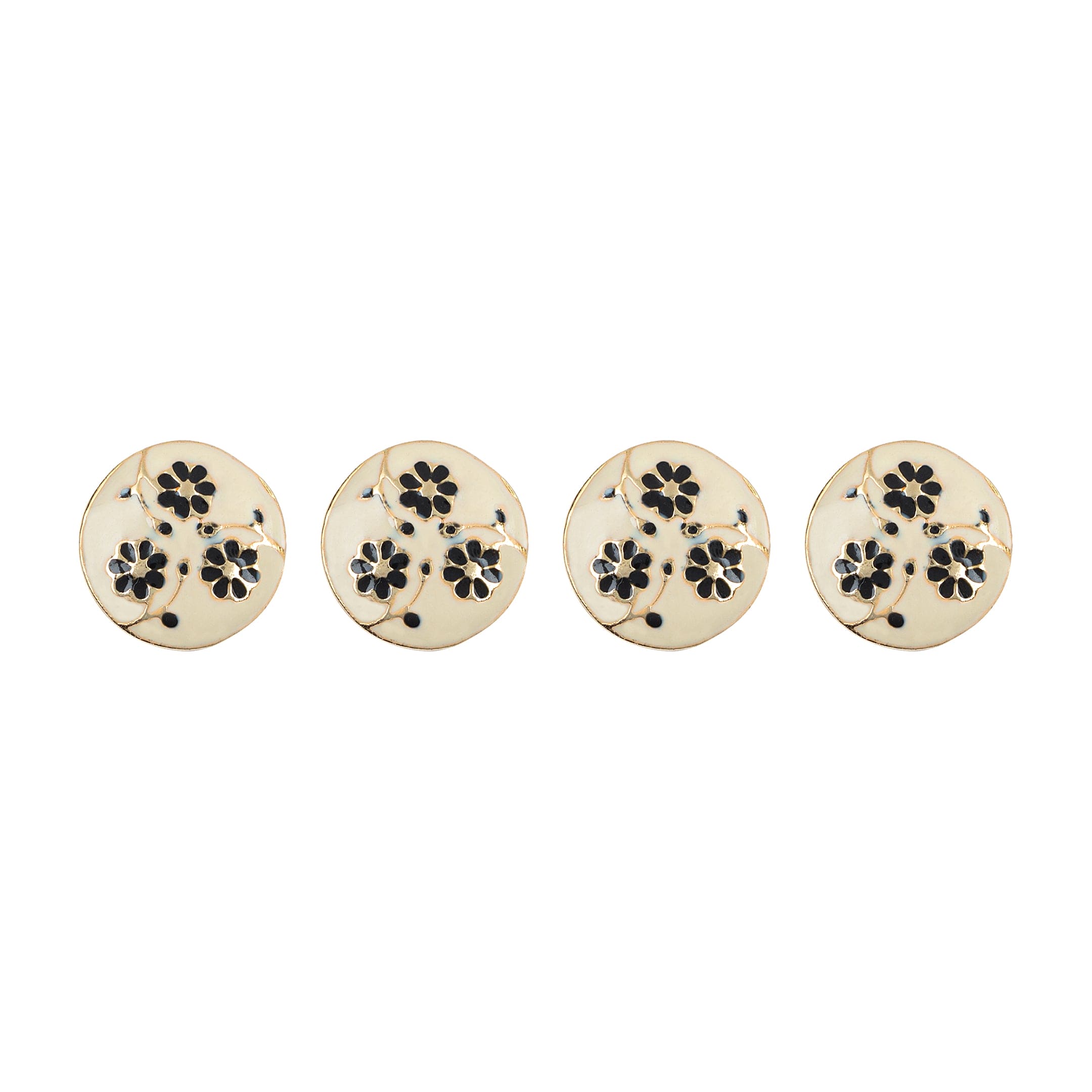 Gota Patti Floral Inspired Handcrafted Gold Plated Kurta Button Set of 4