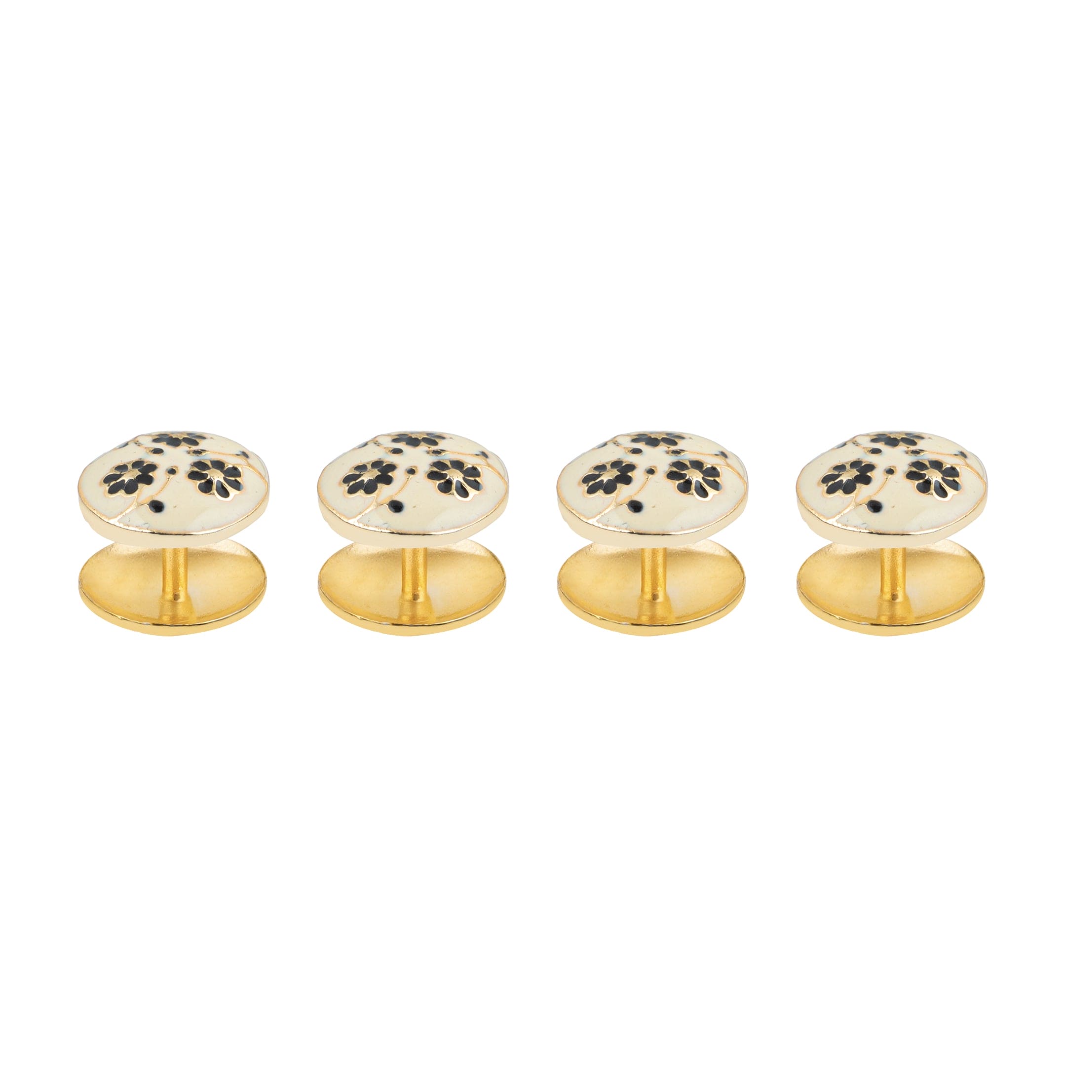 Gota Patti Floral Inspired Handcrafted Gold Plated Kurta Button Set of 4