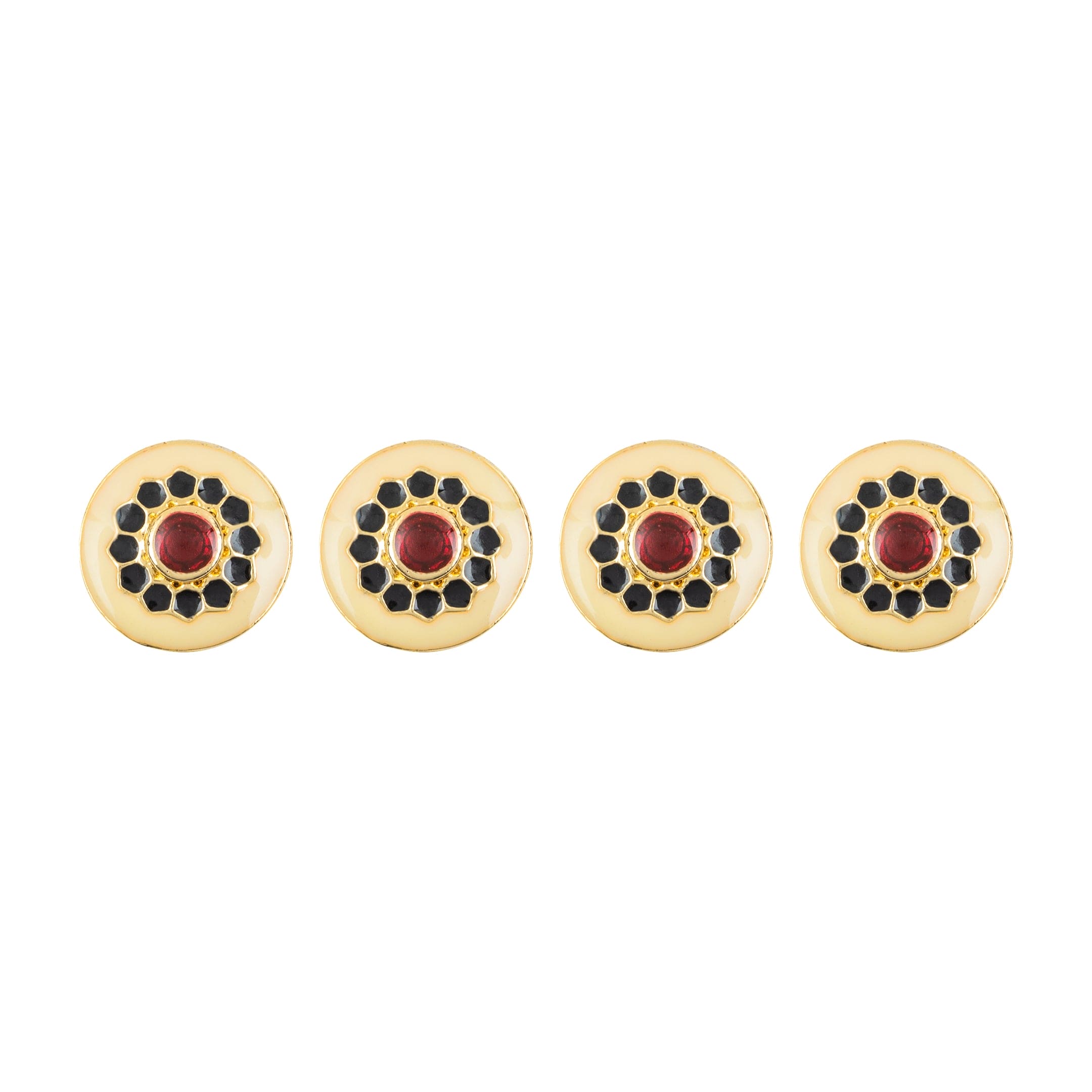 Red Kundan Mandala Handcrafted Gold Plated Kurta Button