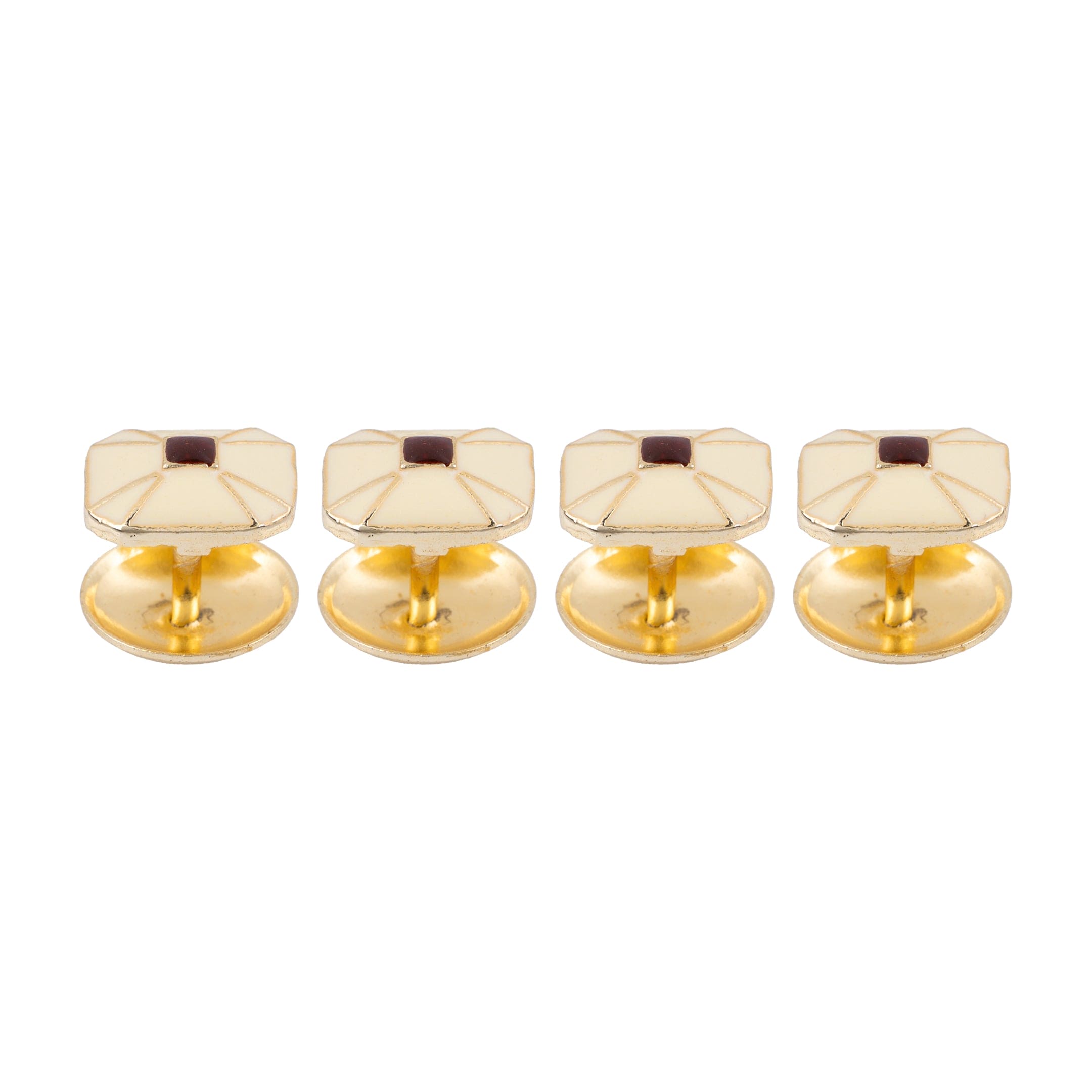 White Onyx Red Enamel Square Kurta Button Set