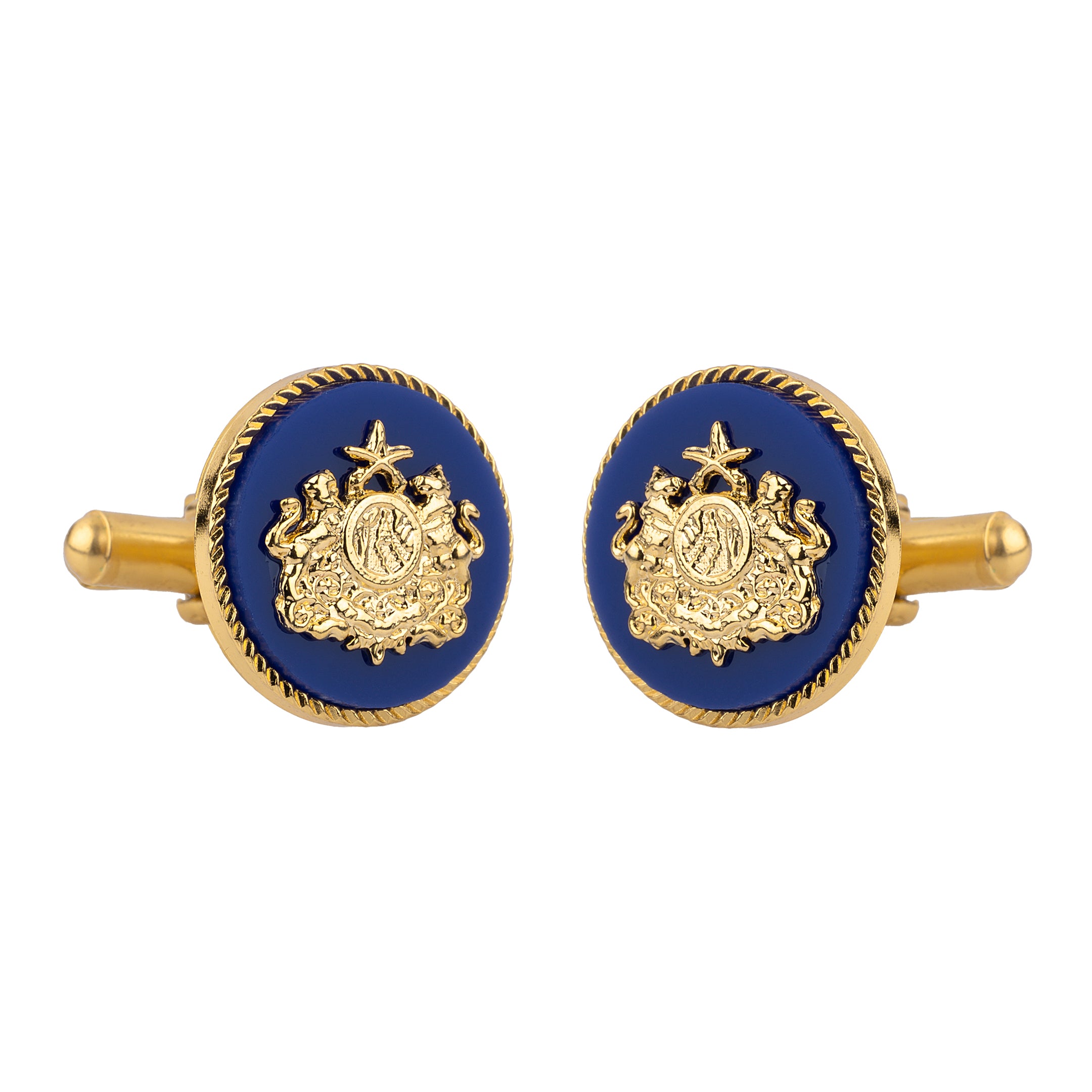 Blue Sirohi Clan Gold Plated Cufflinks