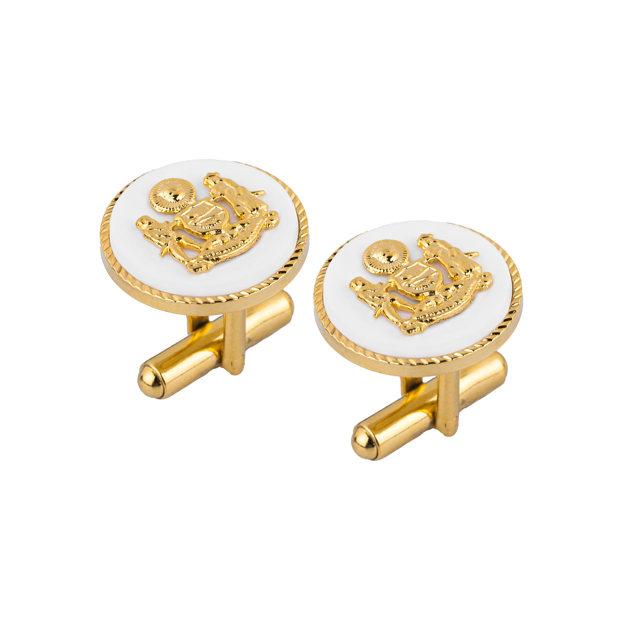 White Mewar Clan Gold Plated Cufflinks